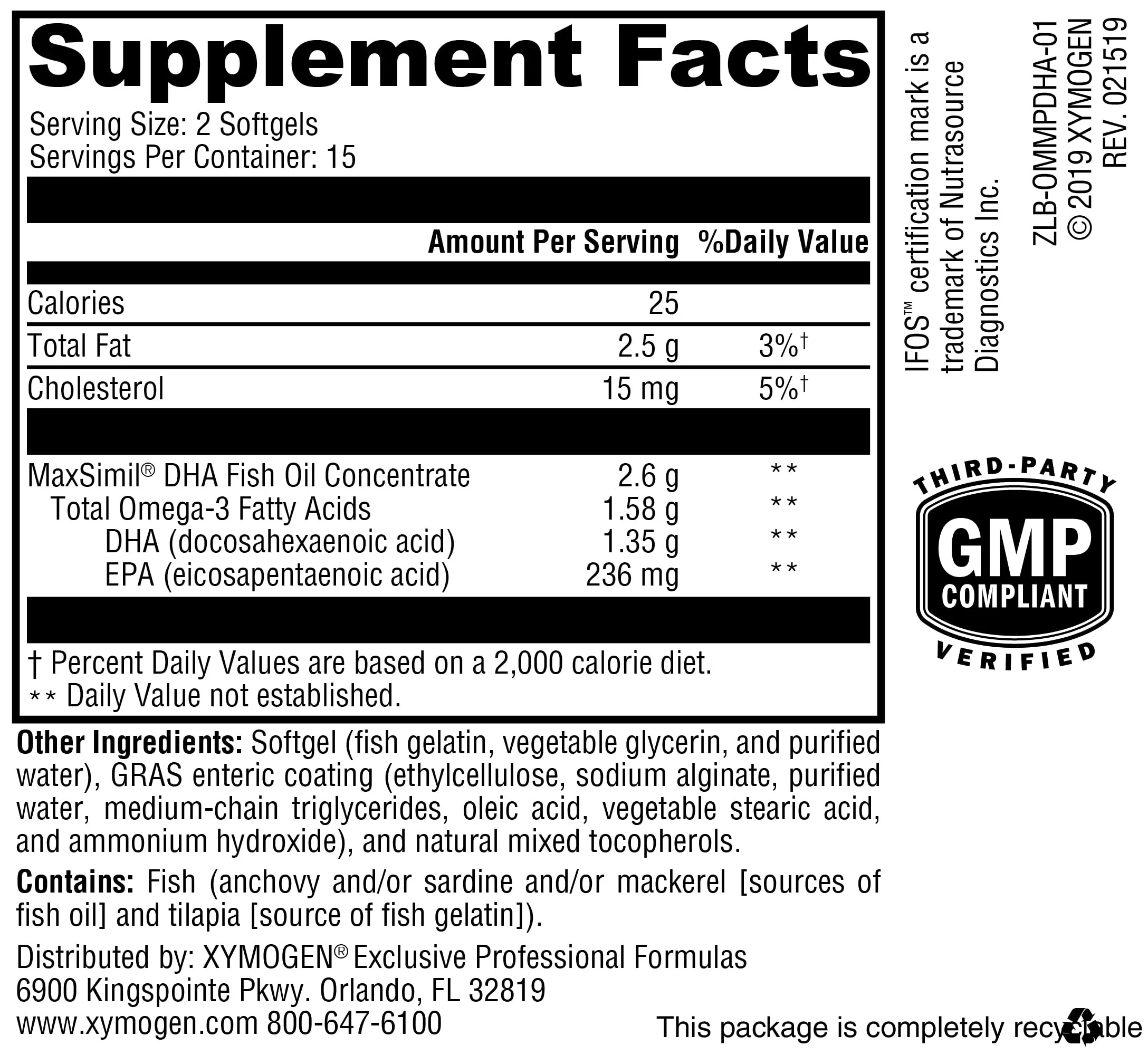 XYMOGEN Omega MonoPure DHA EC - Highly Concentrated DHA Omega-3 for Cardiovascular, Immune & Cognitive Support (30 Softgels) - Image 6