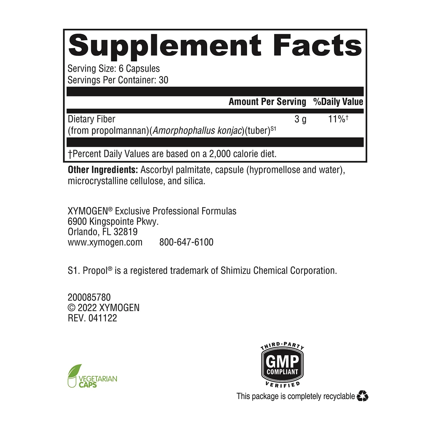 XYMOGEN OptiFiber Lean: Daily Soluble Propolmannan Fiber for Digestion & Satiety (120 Capsules) - Image 7
