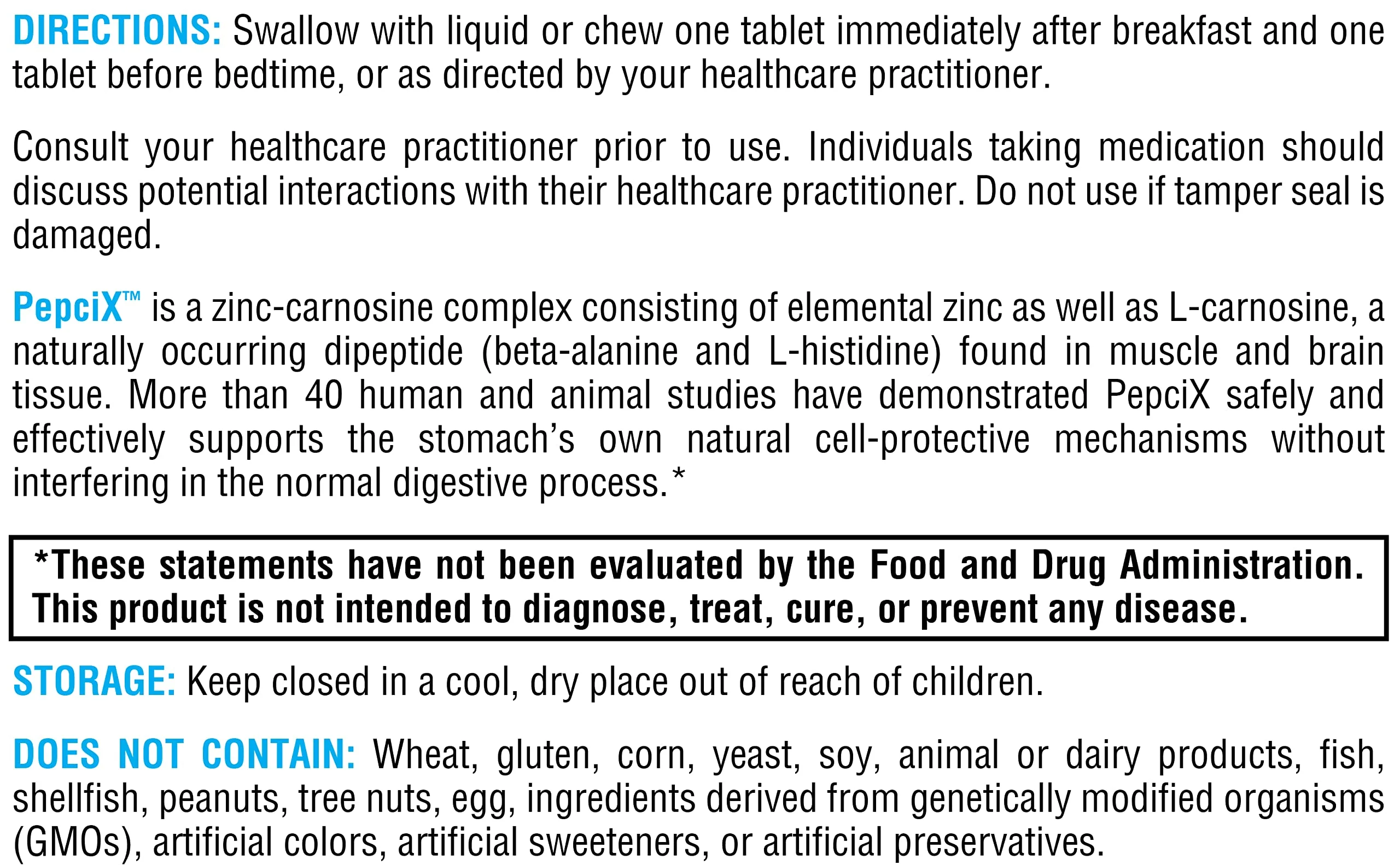 XYMOGEN PepciX Zinc with L-Carnosine for Gut Health - 60 Tablets - Image 6
