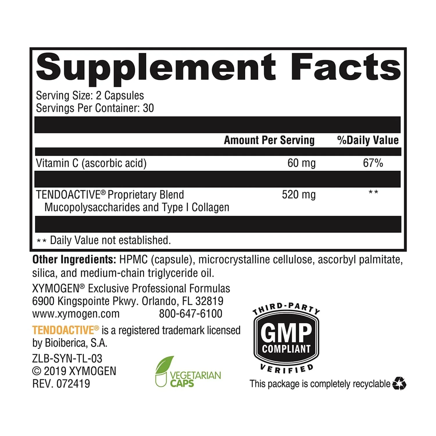 XYMOGEN SynovX Tendon & Ligament - Supports Tendon & Ligament Comfort & Self-Repair (60 Capsules) - Image 3
