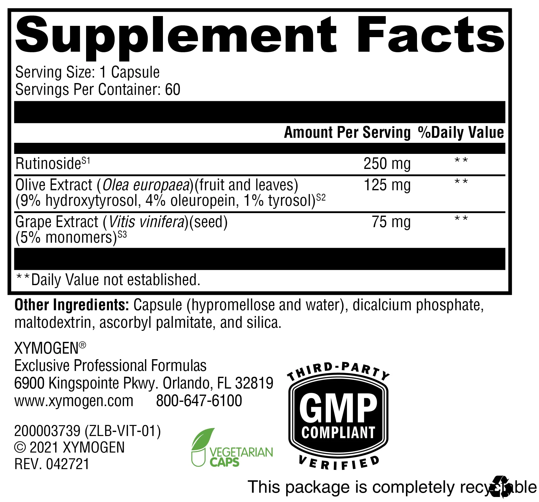 XYMOGEN VitalVasc – Grape Seed & Olive Leaf Extract Capsules | Antioxidant Support | Gluten Free, Vegan & Non-GMO (60 Caps) - Image 16