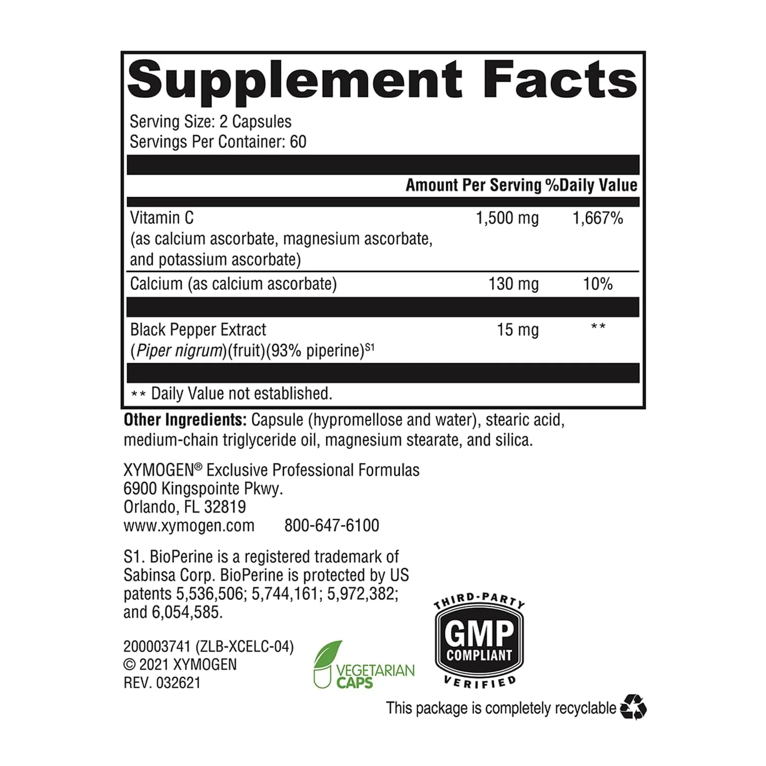 XYMOGEN Xcellent C High-Potency Vitamin C with BioPerine | Buffered for Gentle Digestion, 120 Capsules - Image 11