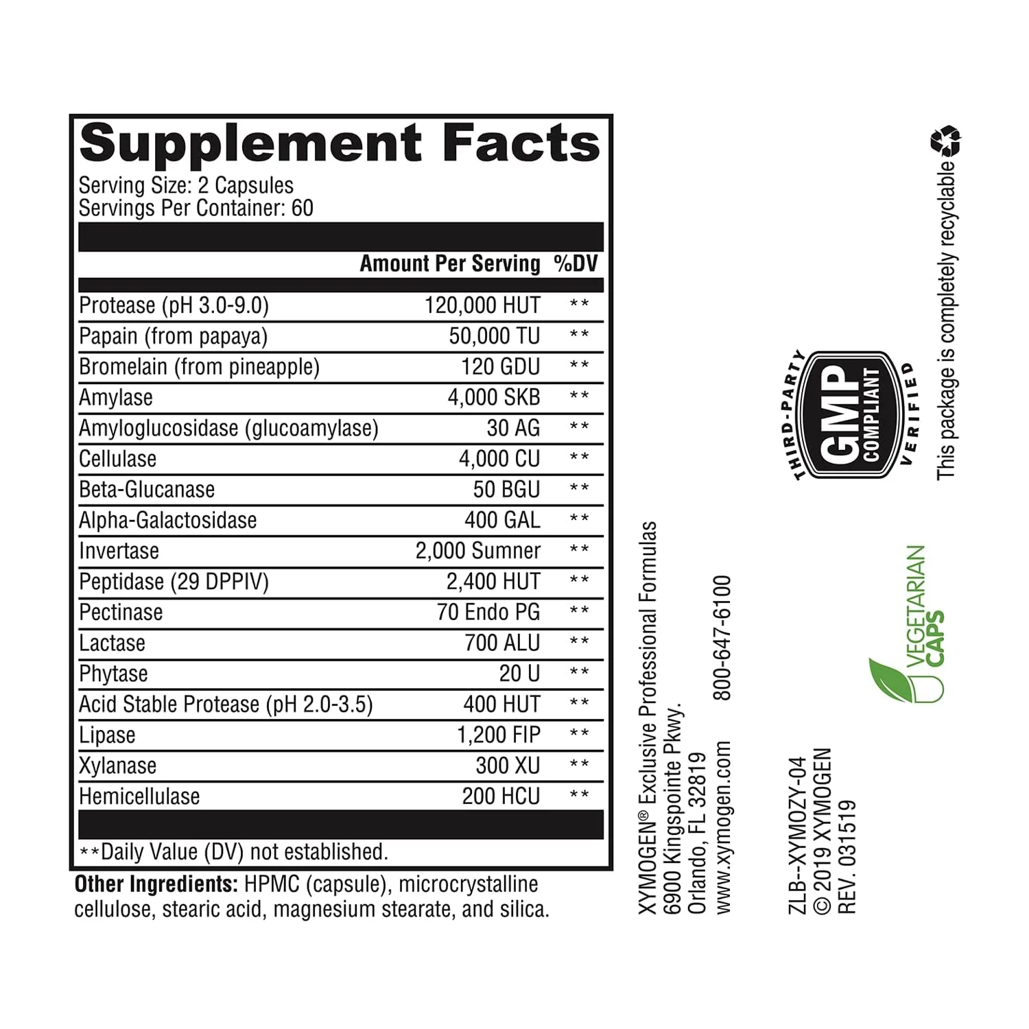 XYMOGEN XymoZyme - Vegan Digestive Enzymes for Gut Health (120 Capsules) - Image 3