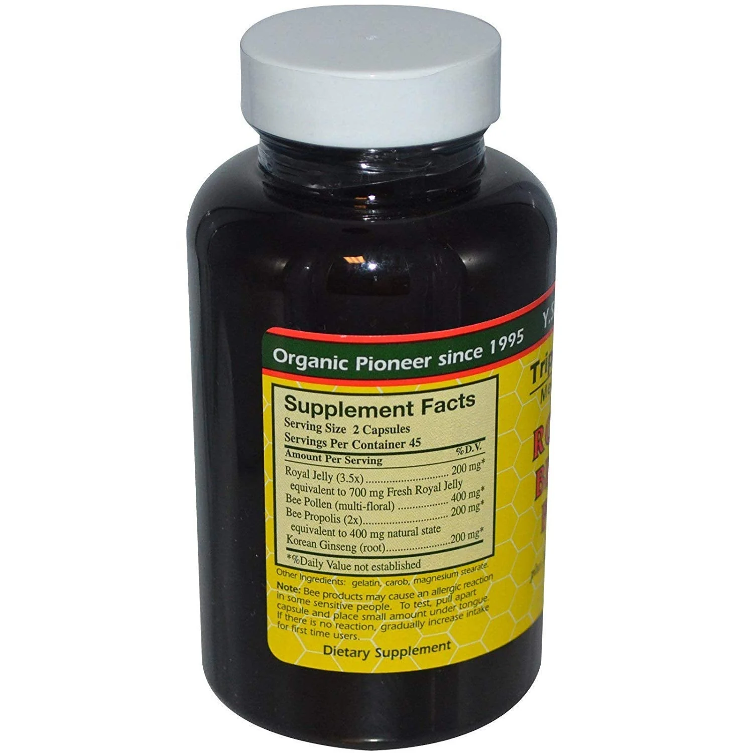 Y.S. Eco Bee Farms 3-Pack Royal Jelly, Bee Pollen, Propolis, Korean Ginseng - 90 Capsules - Image 2