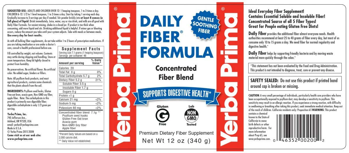 Yerba Prima Daily Fiber Formula 12 oz (3 Pack) - Soluble & Insoluble Dietary Fiber Supplement - Colon Health - Vegan, Non-GMO, Gluten-Free - Image 8
