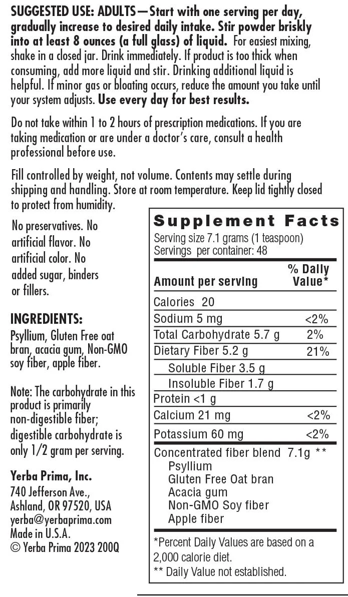 Yerba Prima Daily Fiber Formula Powder – 12 oz (Pack of 4) | Soluble & Insoluble Fiber for Gut Health | Vegan, Non-GMO, Gluten-Free - Image 8