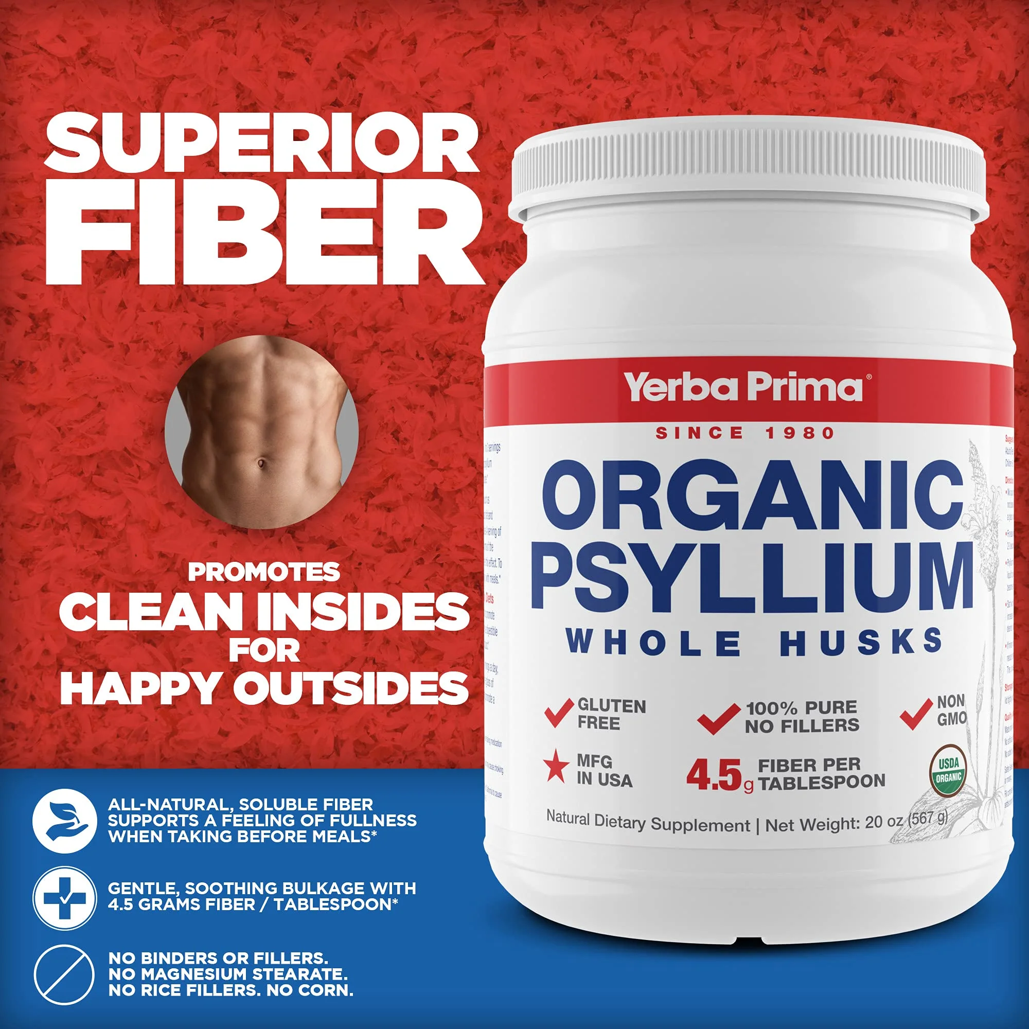 Yerba Prima Organic Whole Psyllium Husks Fiber – 20 oz Pack of 2 | Gluten Free, Non-GMO, Vegan - Image 8