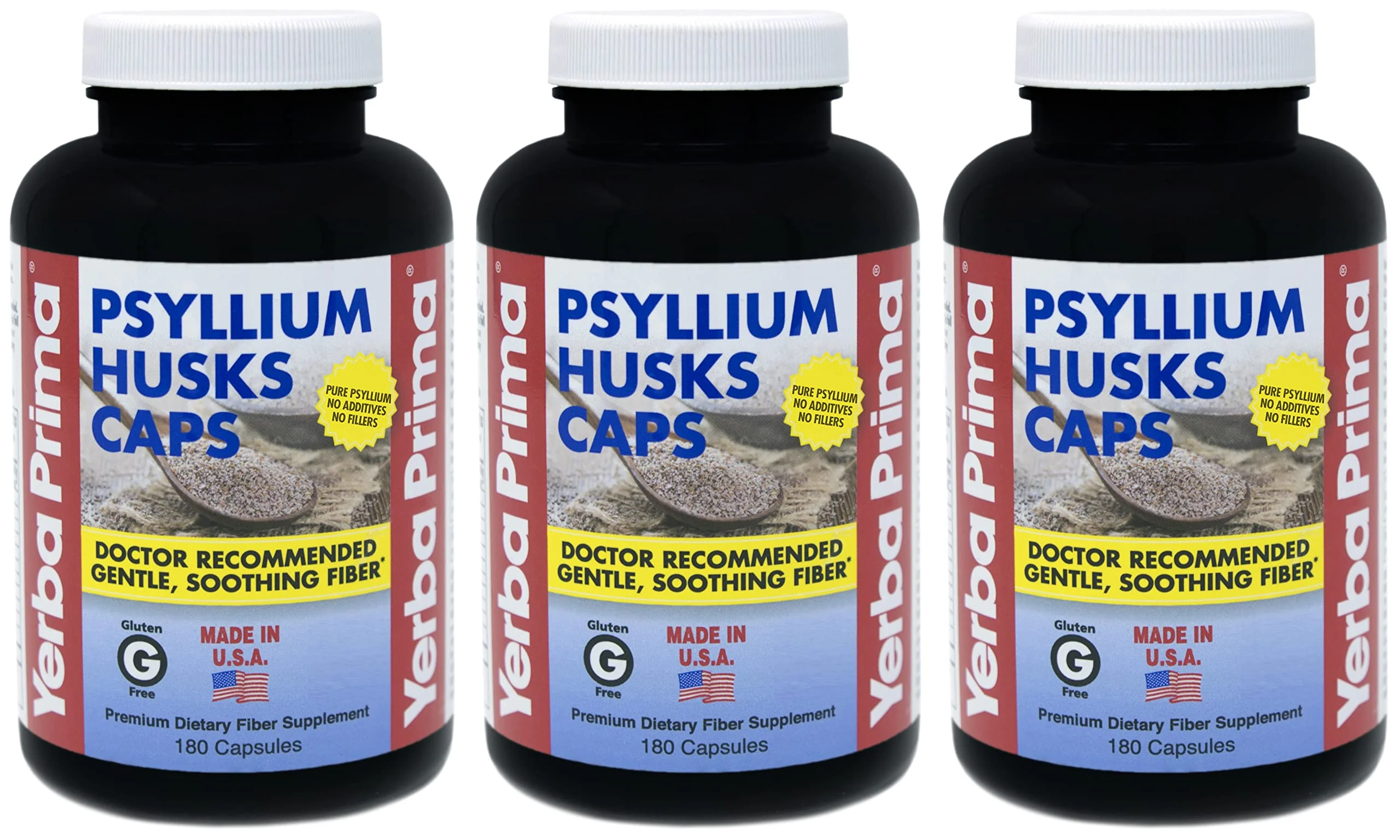 Yerba Prima Psyllium Husks Caps – 180 Caps (Pack of 3) Non-GMO Gluten Free Fiber - Image 7