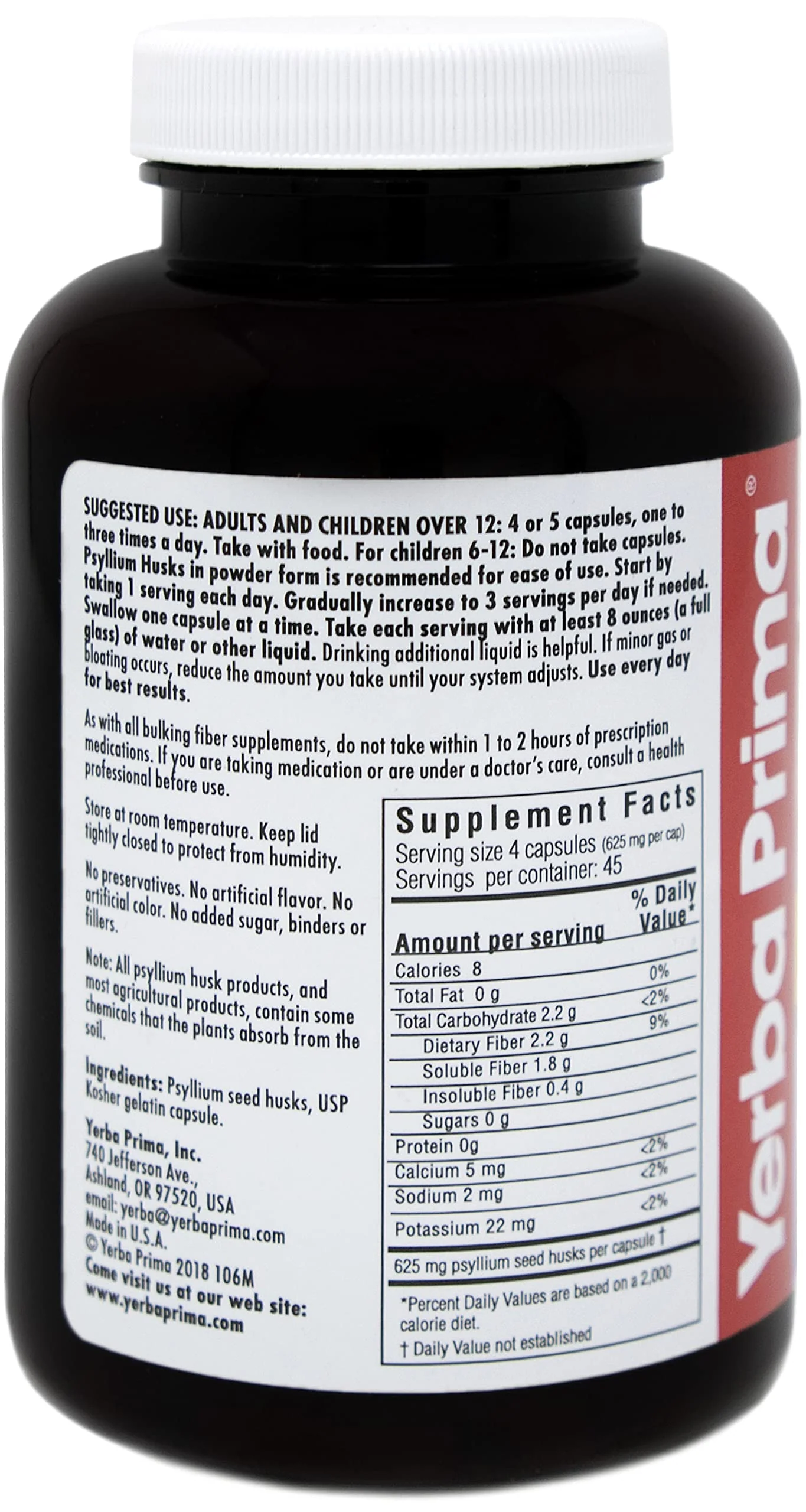 Yerba Prima Psyllium Husks Caps – 180 Caps (Pack of 3) Non-GMO Gluten Free Fiber - Image 9