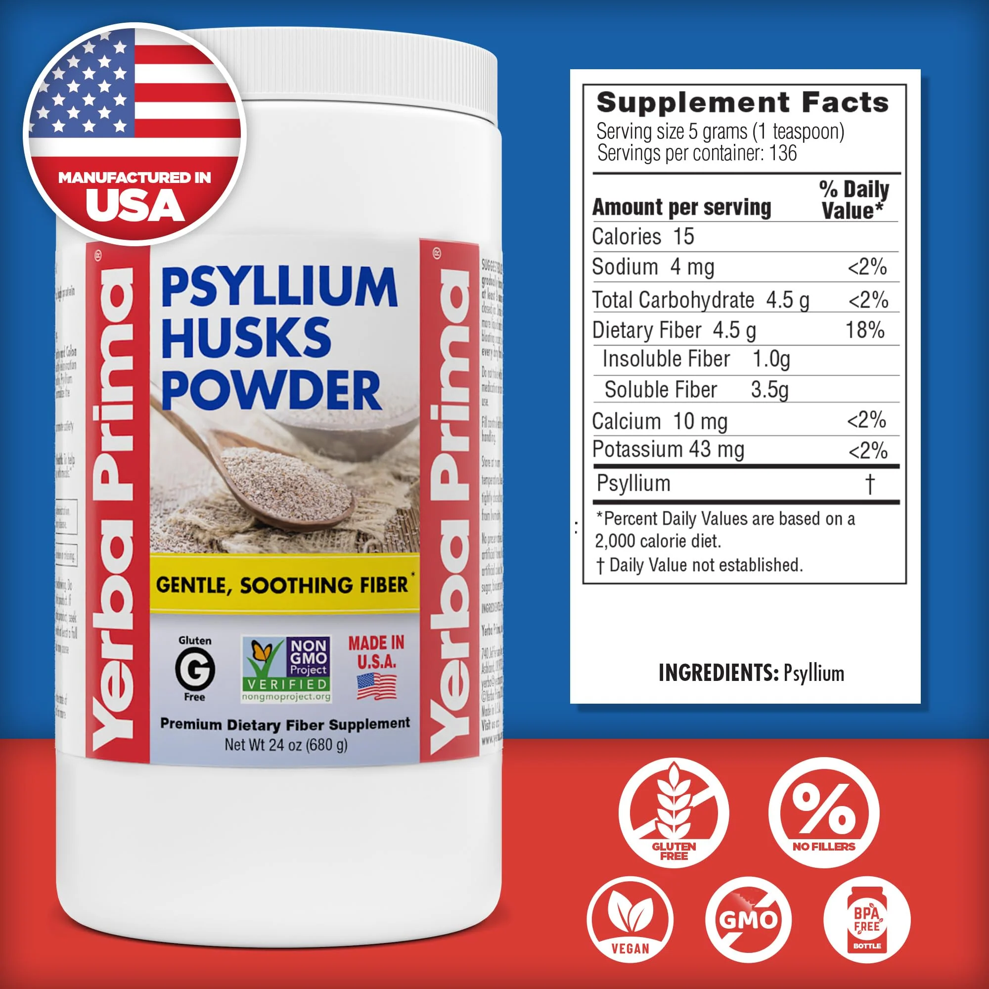 Yerba Prima Psyllium Husks Powder - 24 oz (Pack of 2) Unflavored, Fine Ground, Natural Fiber Supplement - Image 12