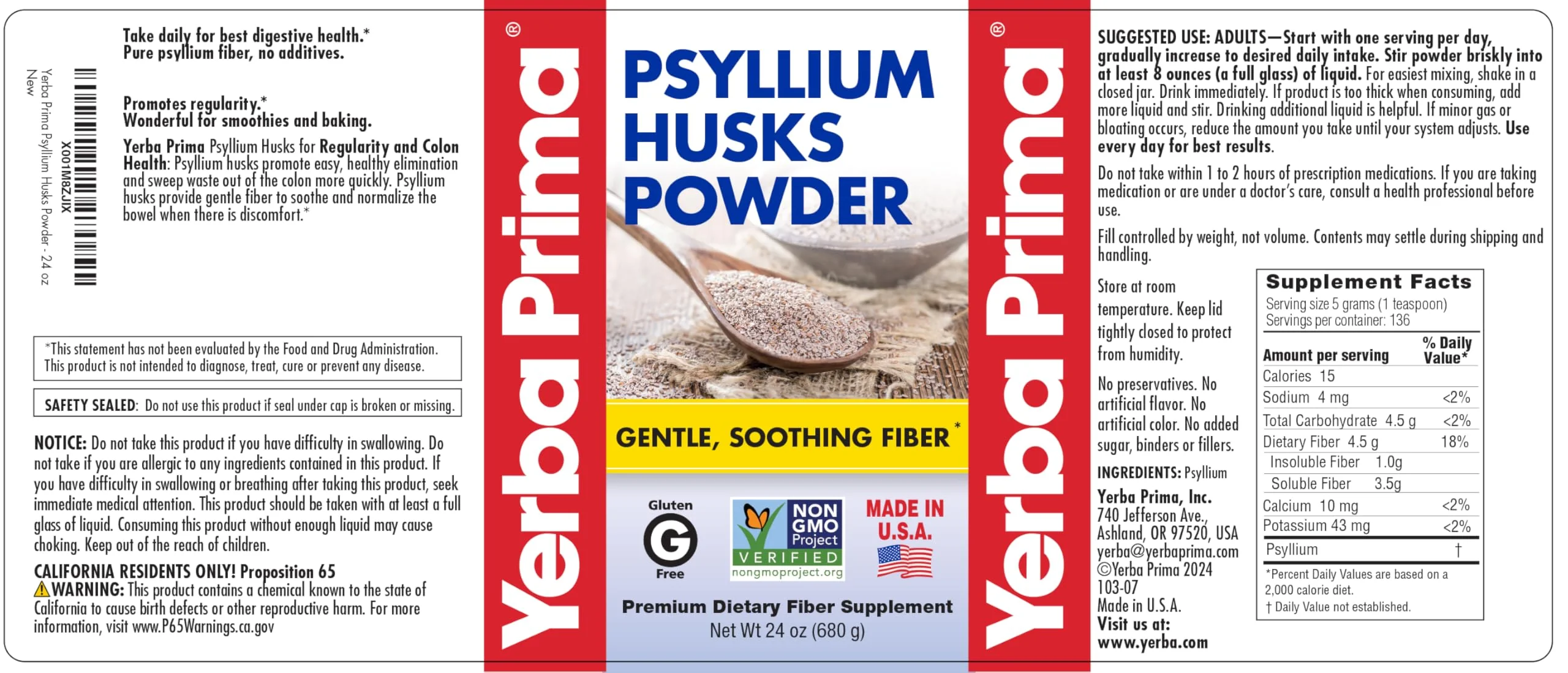 Yerba Prima Psyllium Husks Powder - 24 oz (Pack of 2) Unflavored, Fine Ground, Natural Fiber Supplement - Image 14