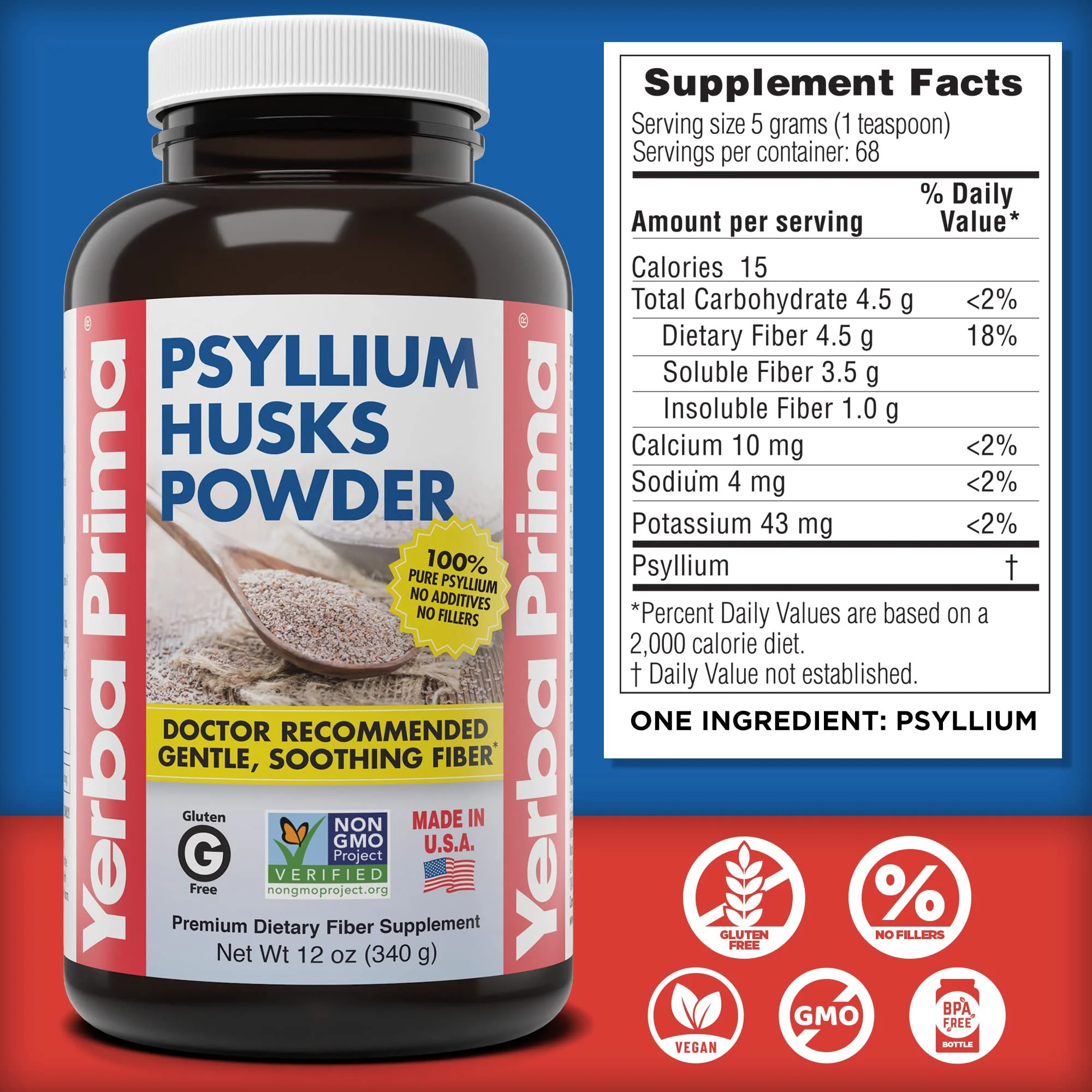 Yerba Prima Psyllium Husks Powder - 4 x 12 oz Pack (New Label) - Natural Fiber for Regularity & Gut Health - Image 3