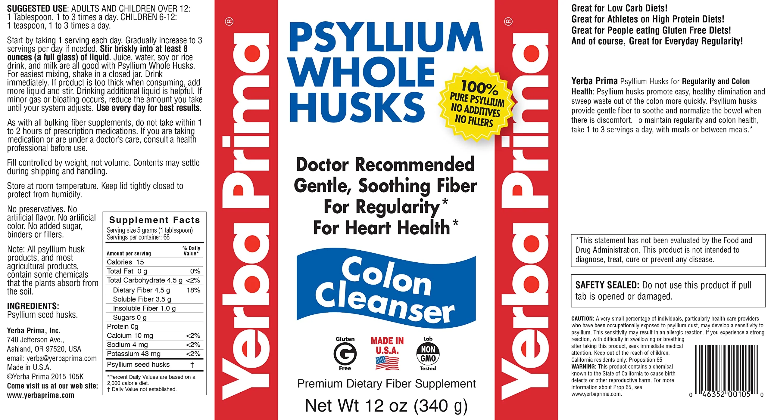 Yerba Prima Psyllium Whole Husks Colon Cleanser – 12 oz (Pack of 3) - Image 15