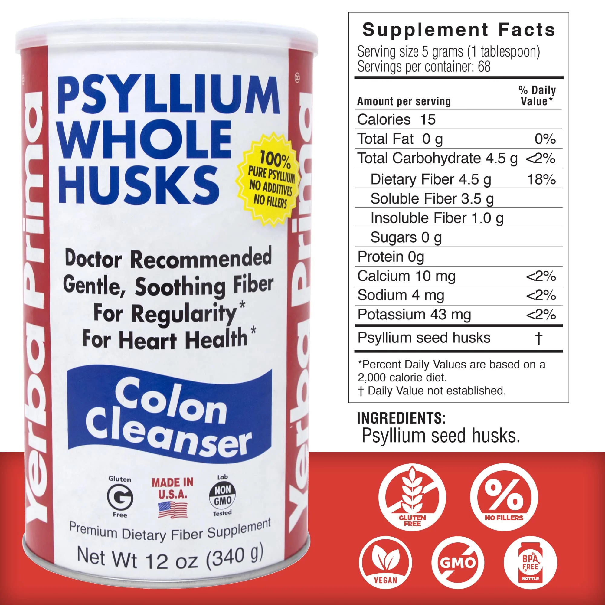 Yerba Prima Psyllium Whole Husks Colon Cleanser – 12 oz (Pack of 3) - Image 4