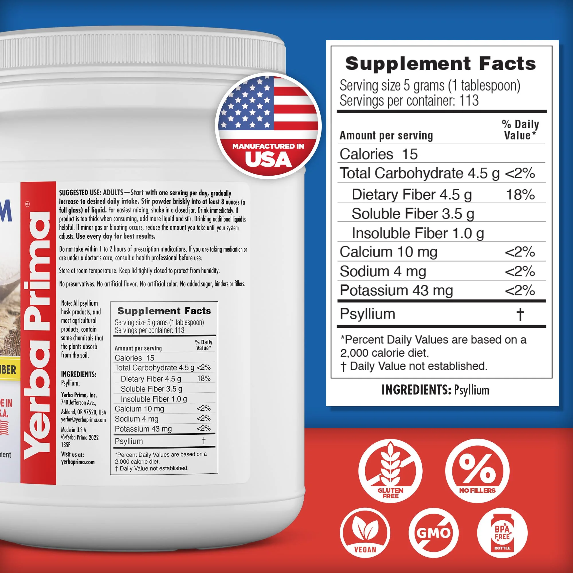 Yerba Prima Whole Psyllium Husk Fiber Supplement 20 oz (Pack of 2) – Vegan, Gluten Free, Non-GMO - Image 5