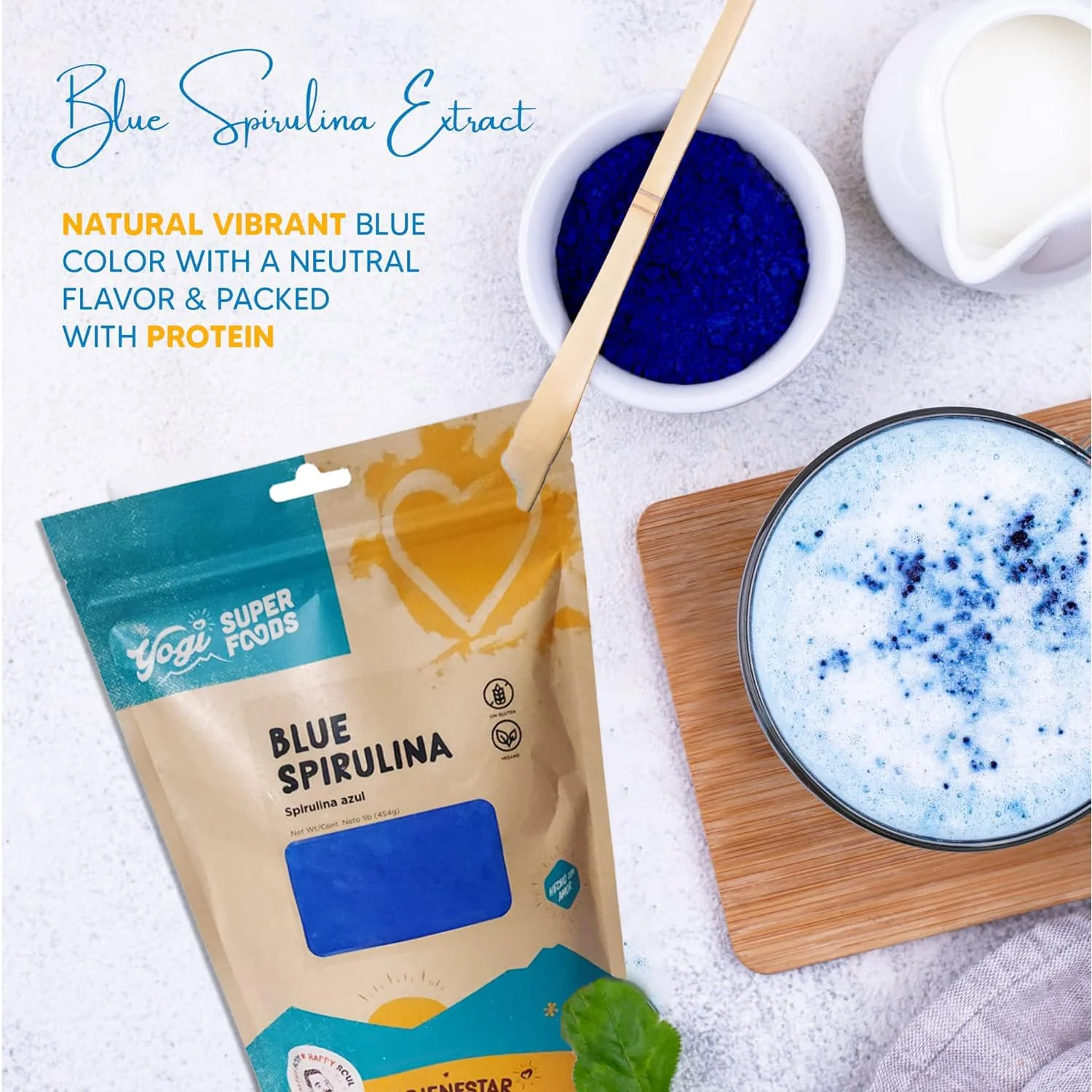 Yogi Super Foods Blue Spirulina Powder – 16oz (1lb) | Plant Protein & Immune Support - Image 4