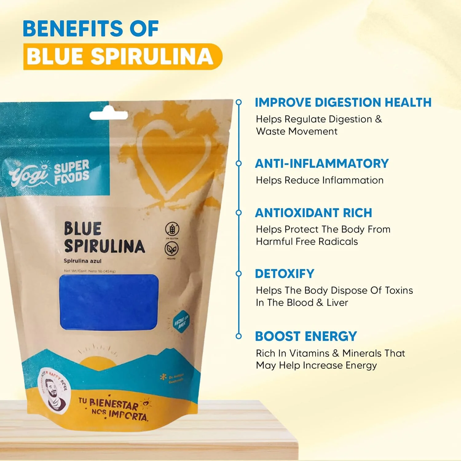 Yogi Super Foods Blue Spirulina Powder – 16oz (1lb) | Plant Protein & Immune Support - Image 5