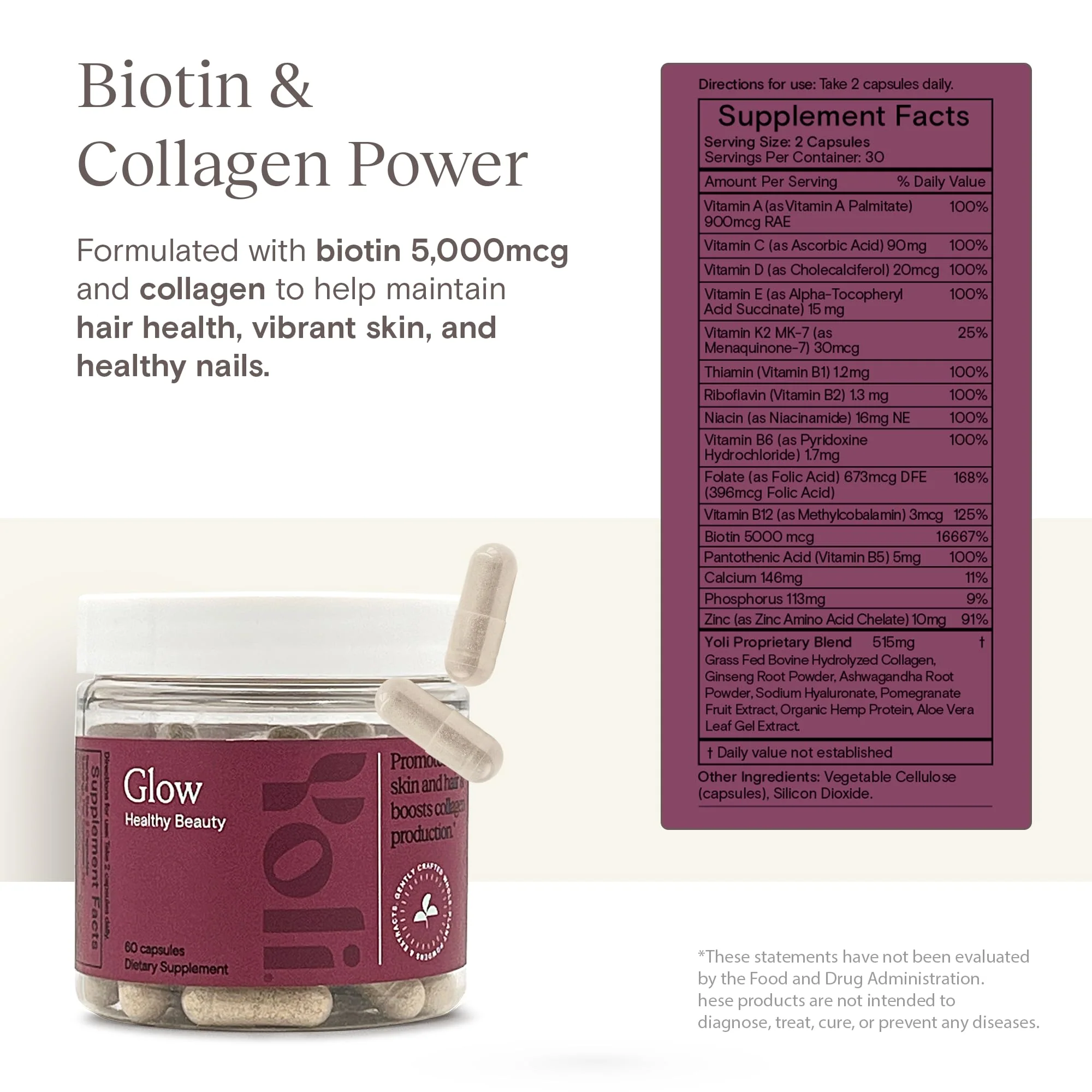 Yoli Glow Biotin & Collagen – Hair, Skin & Nails Multivitamin for Women - Image 13
