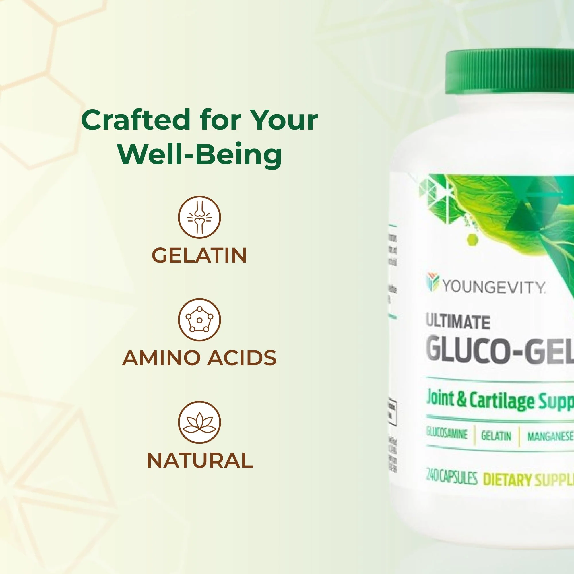 Youngevity Ultimate Gluco-Gel: Gelatin, Glucosamine & Manganese | 240 Capsules - Image 5