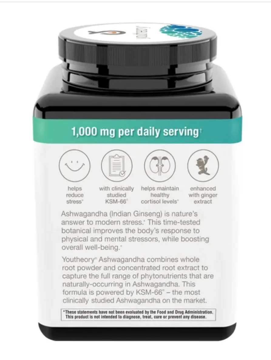 Youtheory Ashwagandha 1000mg with KSM-66 – 180 Caps | Stress Support - Image 3