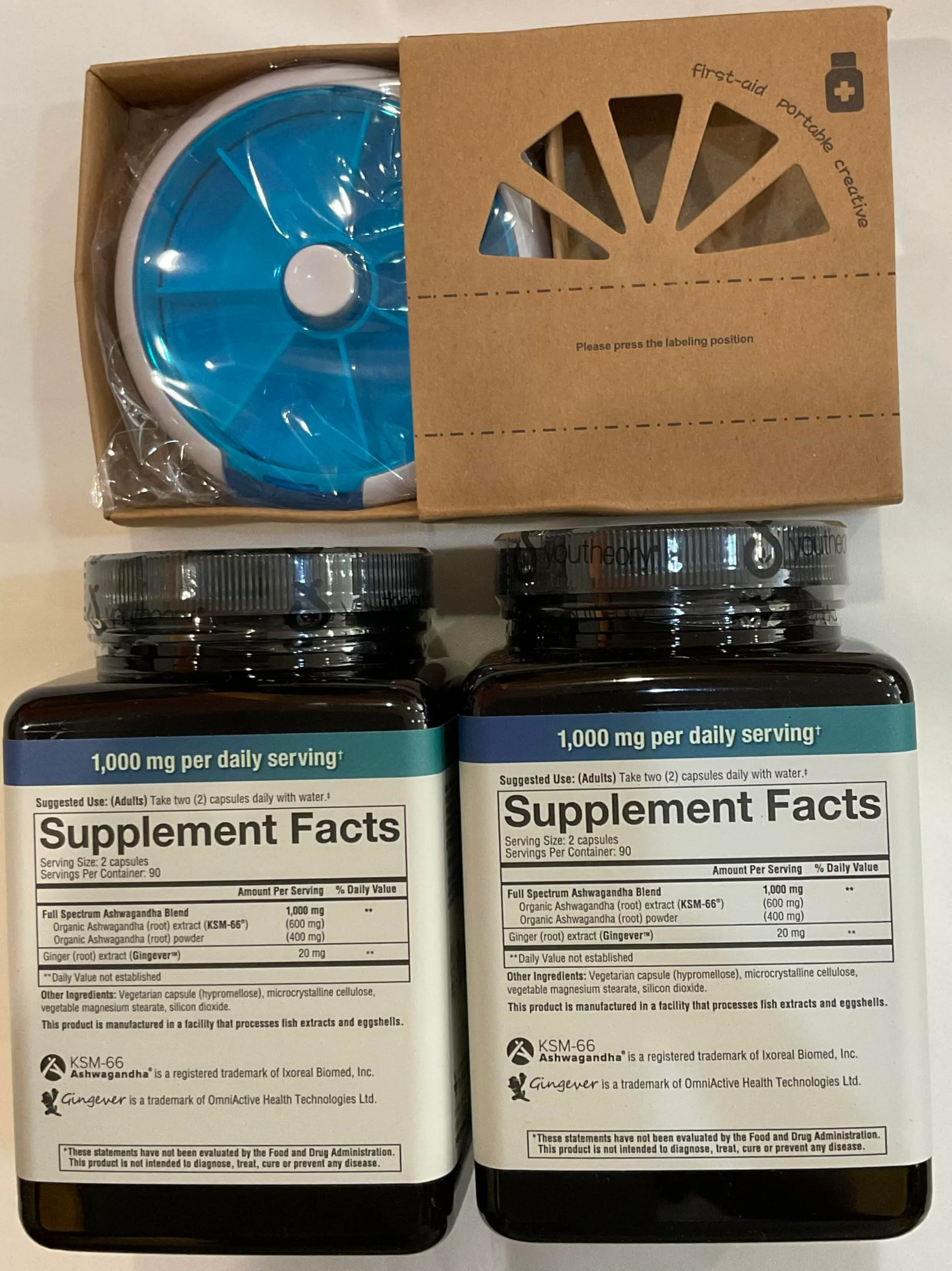 Youtheory Ashwagandha 1000mg with KSM-66 – 360 Capsules Pack + 7-Day Pill Organizer Bundle - Image 8