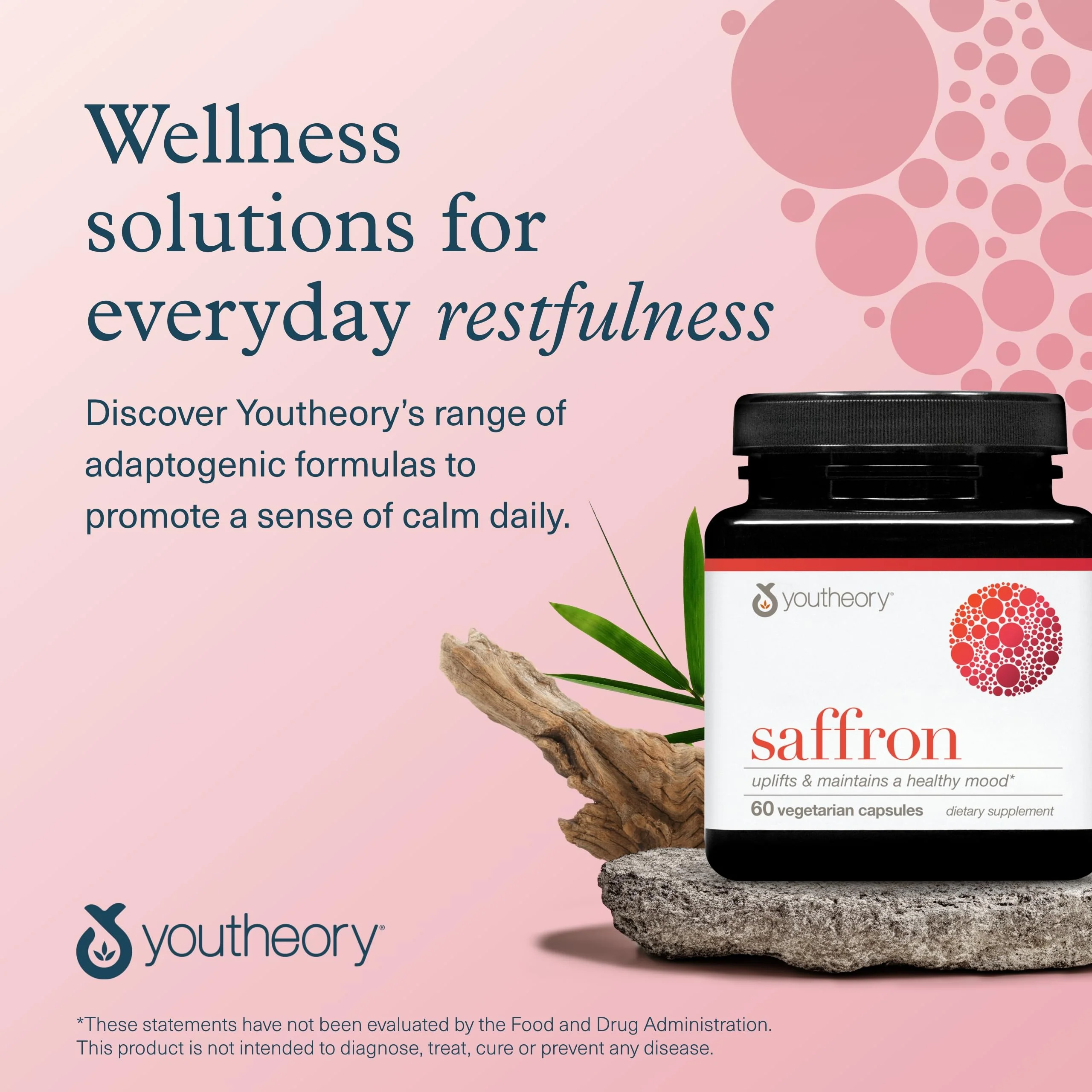 Youtheory Saffron - Vegan Energy Supplement for Men & Women* - Contains Rhodiola Rosea & Ashwagandha - Dairy, Soy & Gluten Free - 60 Vegetarian Capsules - Image 7