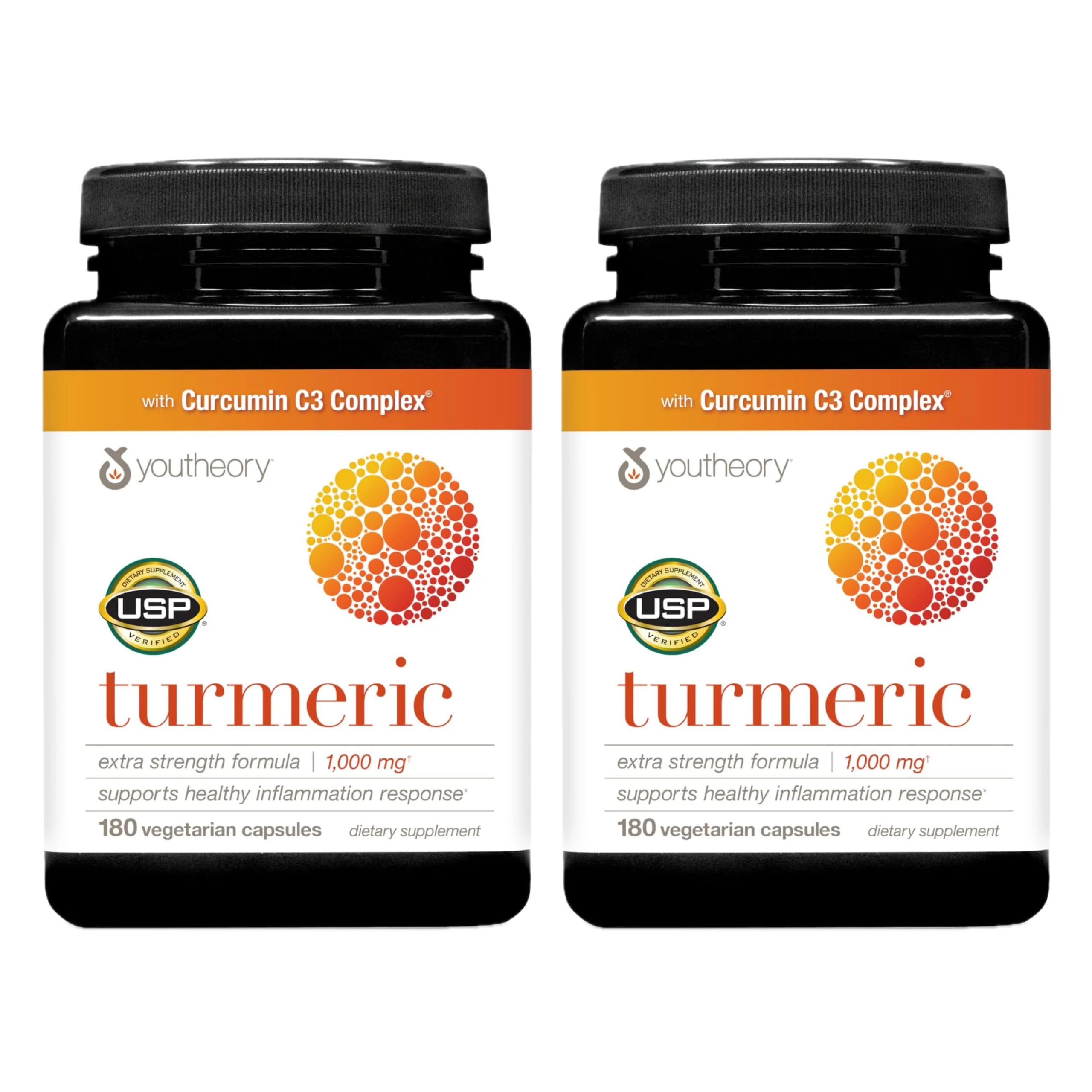 Youtheory Turmeric Extra Strength 1,000 mg – 95% Curcuminoids + BioPerine | 180 Vegetarian Capsules | USP Verified | 2 Pack - Image 8