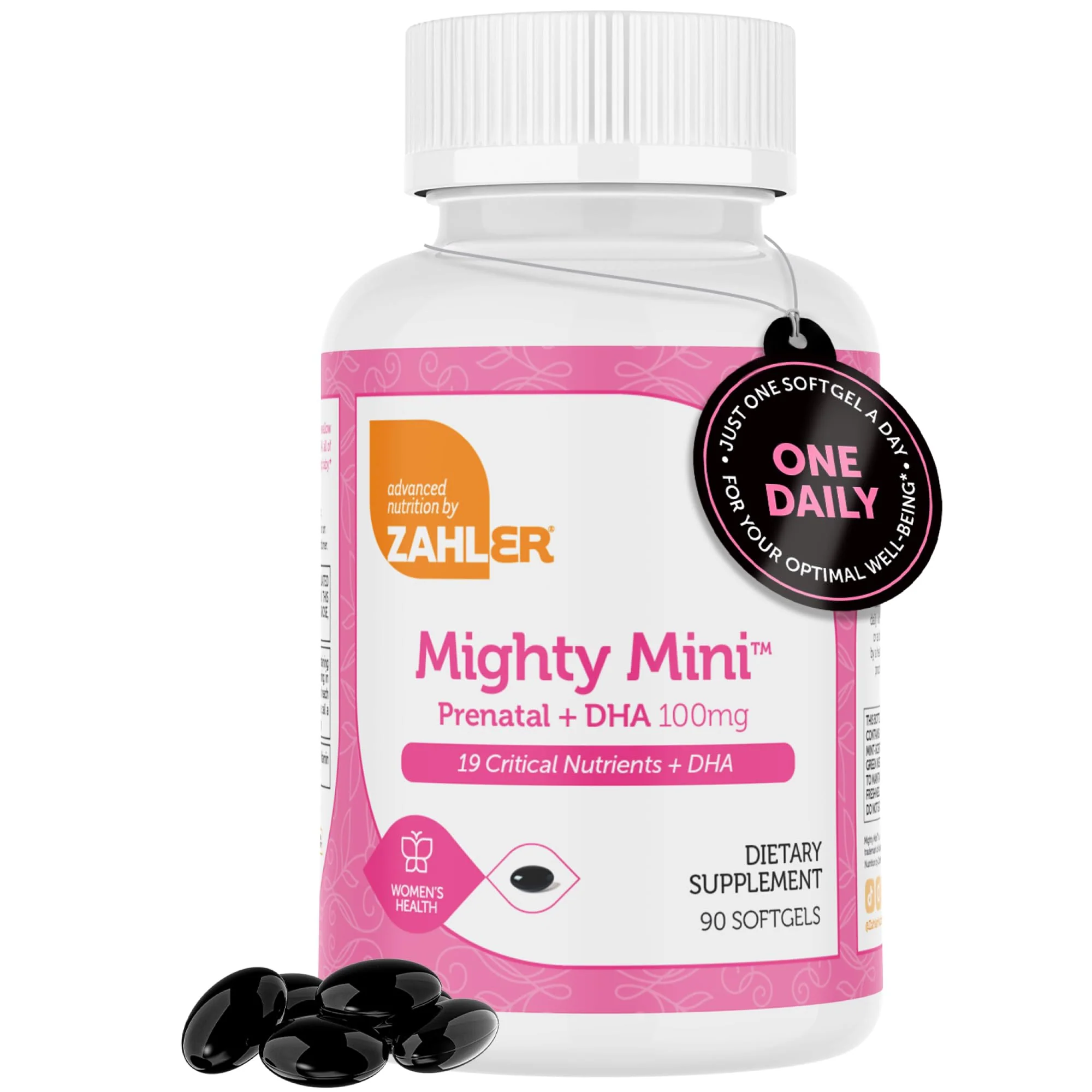 Zahler Mighty Mini Prenatal Vitamin with DHA & Folate – Kosher, All-Natural (90 Softgels) - Image 2