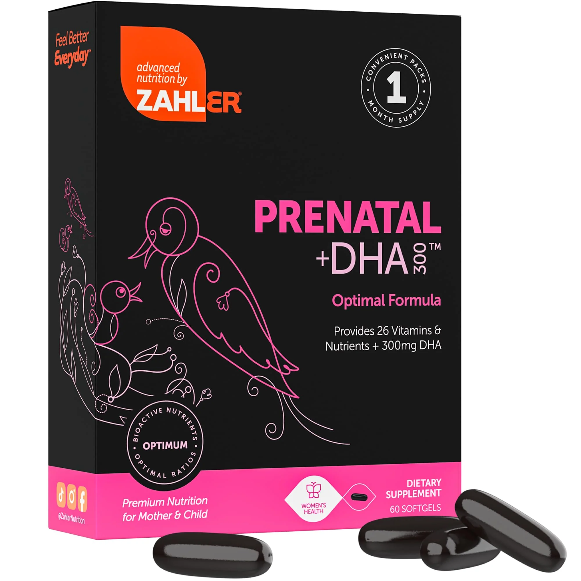 Zahler Prenatal Vitamin with DHA & Folate - 60 Softgels | Kosher Prenatal - Image 2