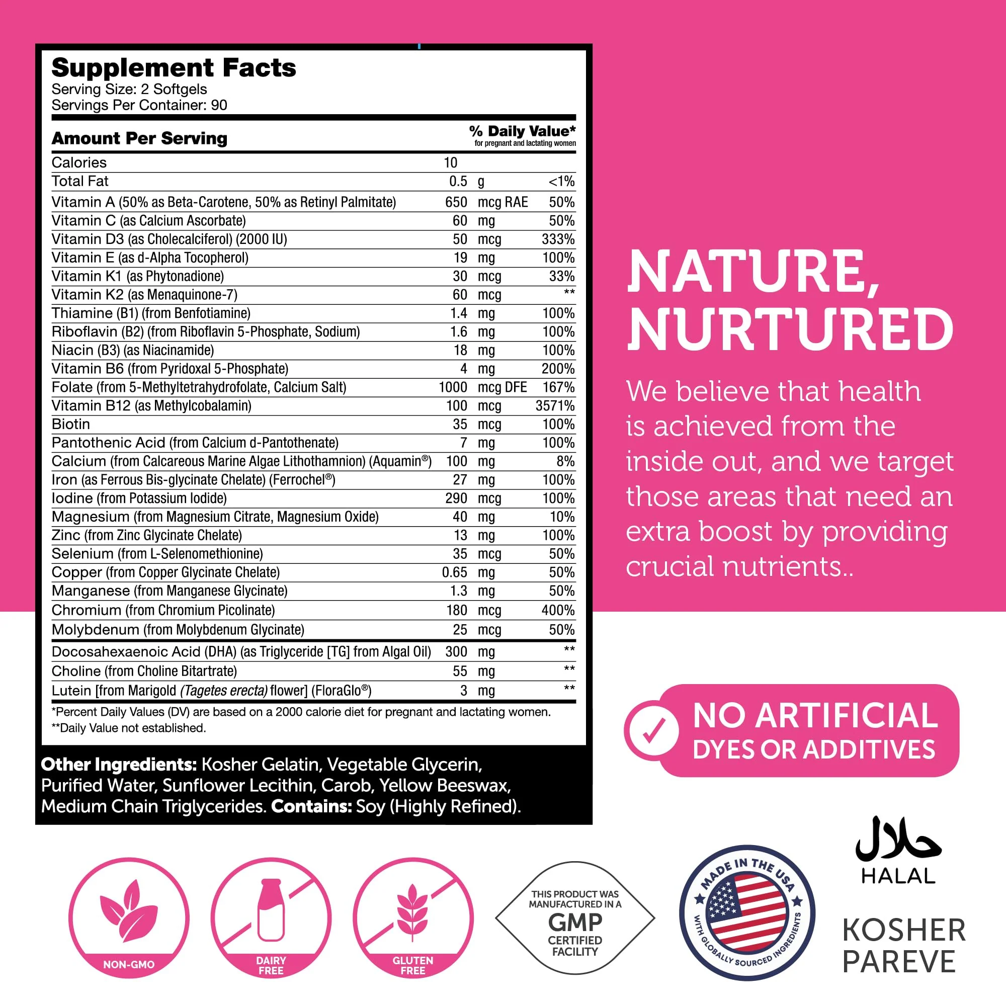 Zahler Prenatal Vitamin with DHA & Folate – Kosher Prenatal Softgels (180 Count) - Image 4