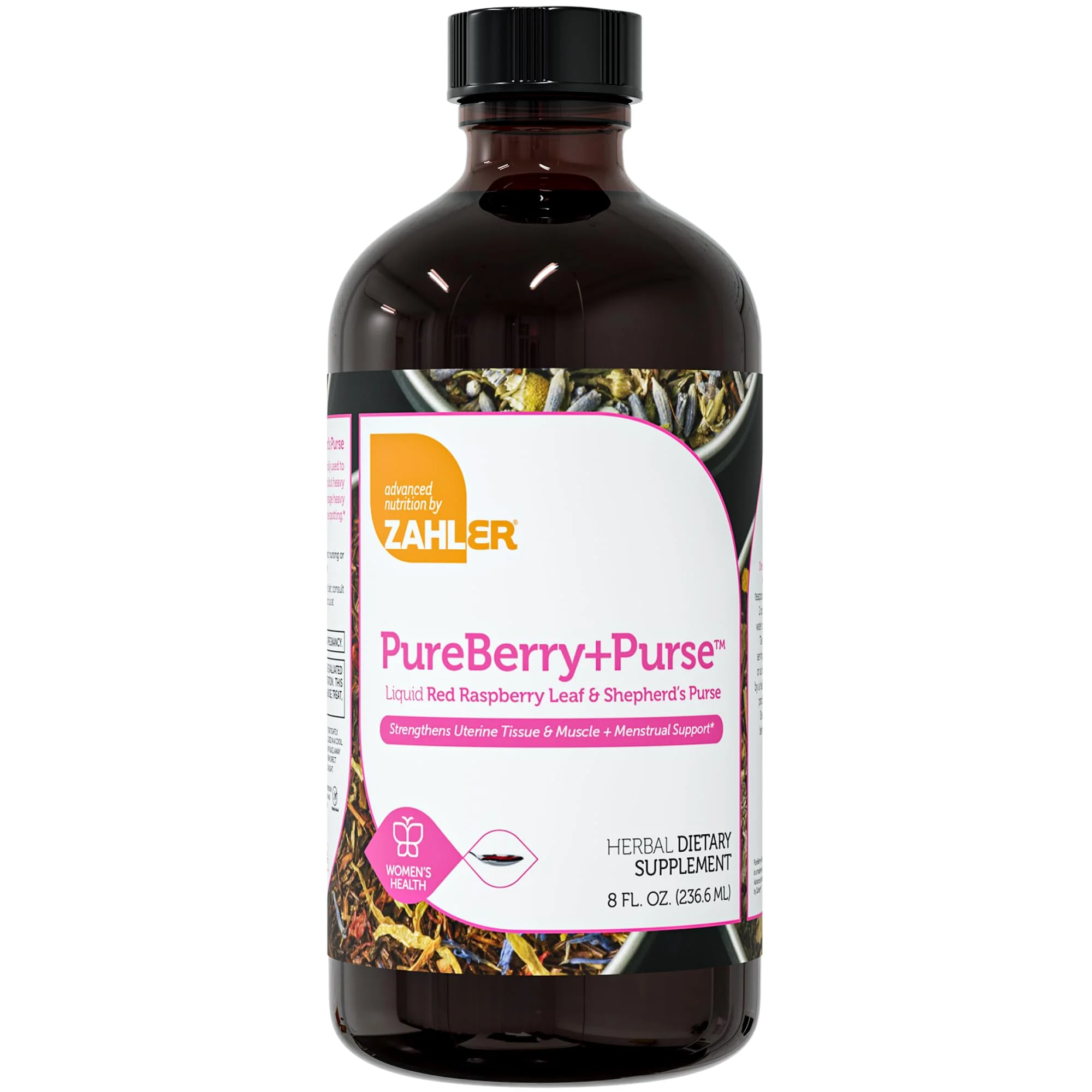 Zahler PureBerry+Purse | Red Raspberry Leaf & Sheperd's Purse | Uterine Health Support | Certified Kosher | 8OZ - Image 2