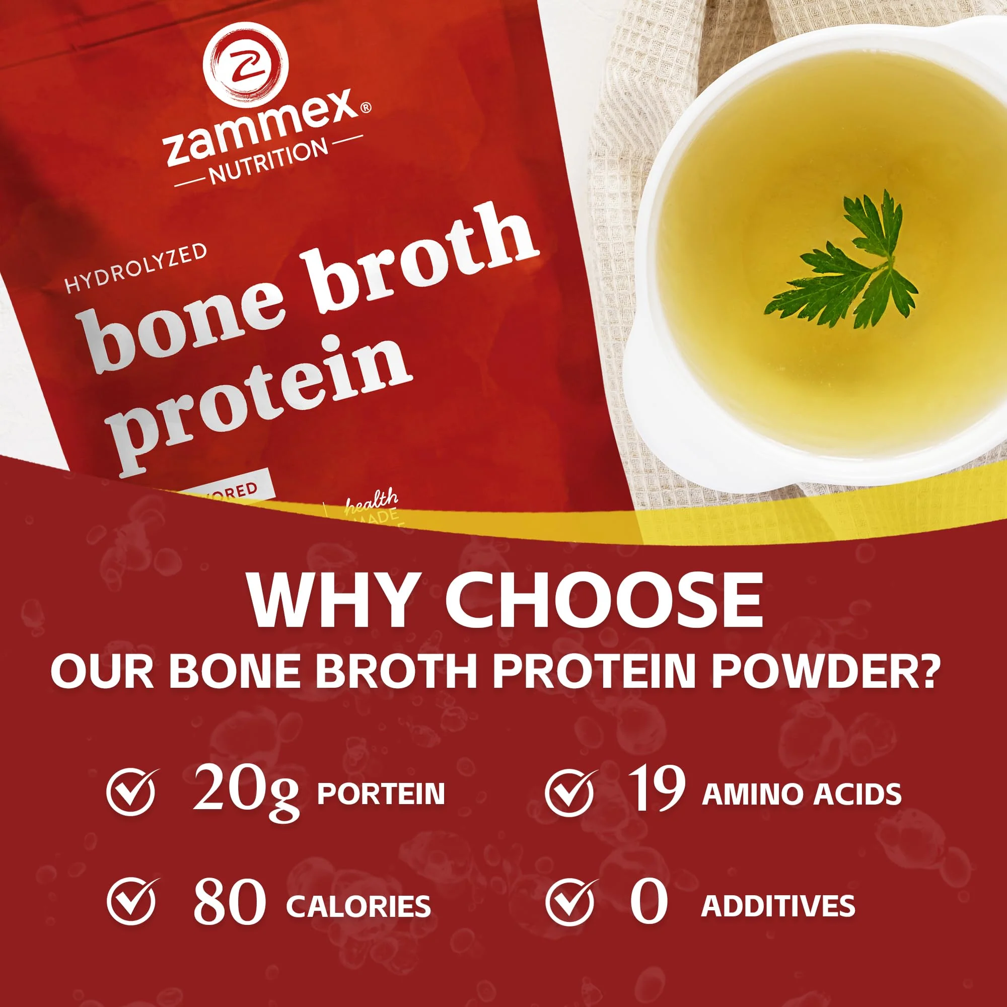 Zammex Bone Broth Packets – 20g Collagen Protein, 30 Travel Sticks, Gluten-Free, Keto & Paleo (15 Servings) - Image 4