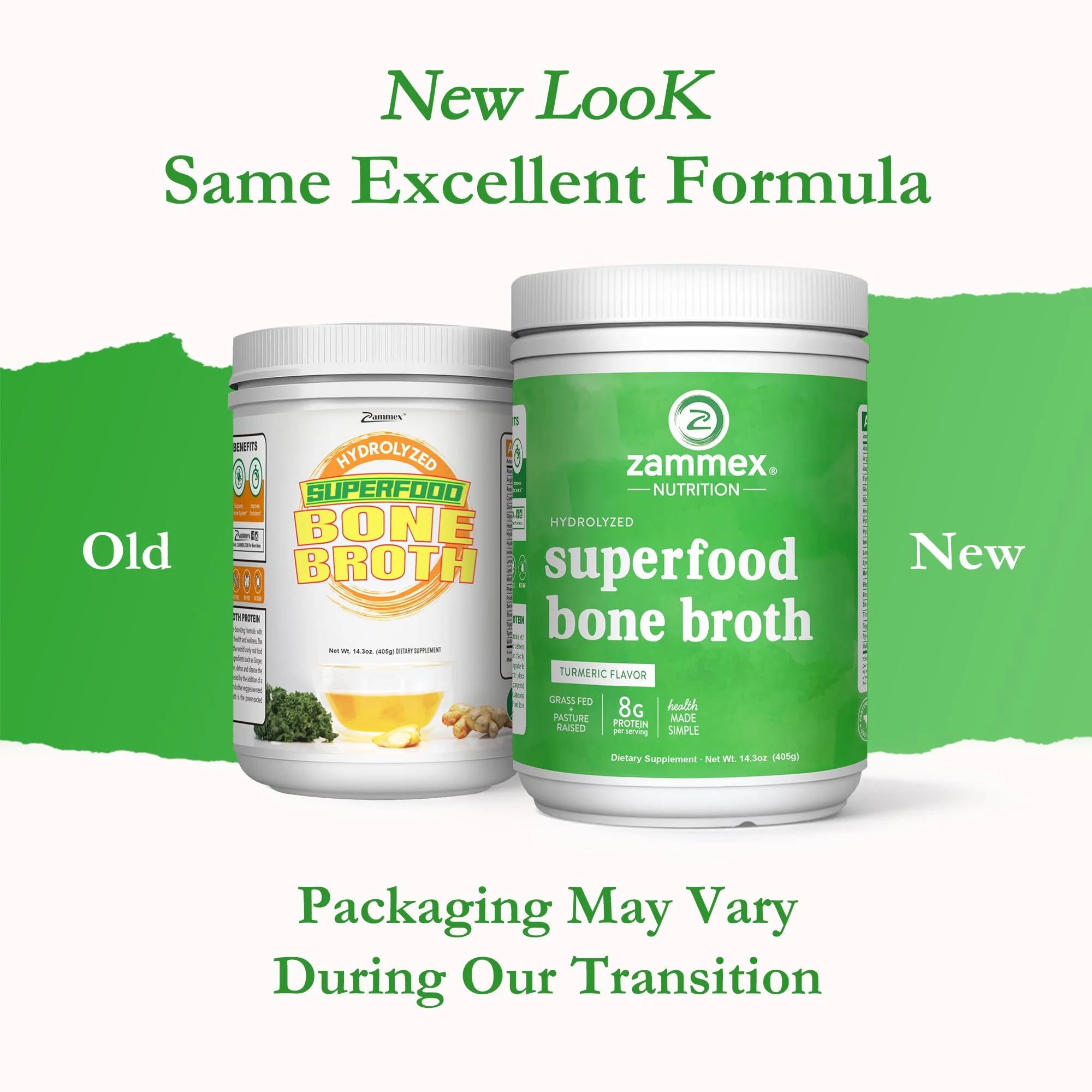 Zammex Bone Broth Plus Turmeric Protein Powder - 8g Hydrolyzed Protein, Non-GMO, 30 Servings - Image 2