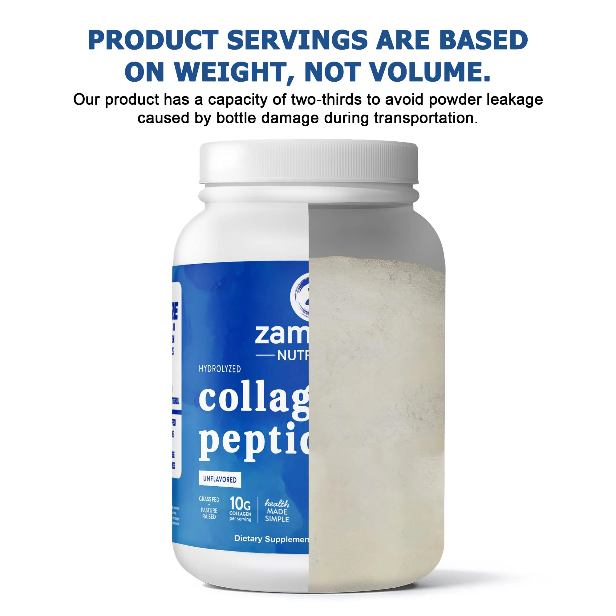 Zammex Collagen Peptides Powder – 90 Servings, Unflavored, Grass-Fed Type I & III, Non-GMO - Image 7