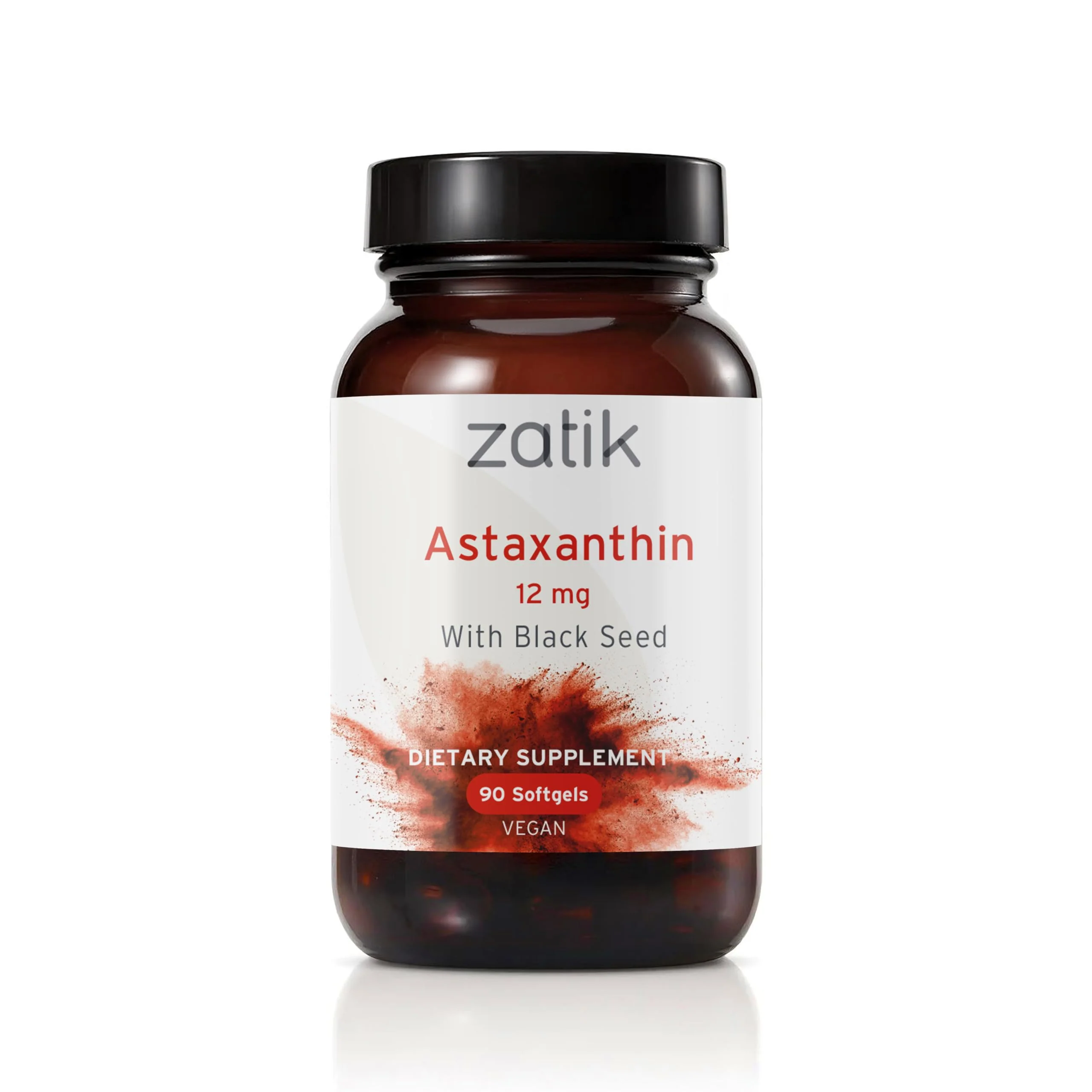 Zatik Naturals - Astaxanthin 12mg with Organic Black Seed | 90 Vegan Softgels