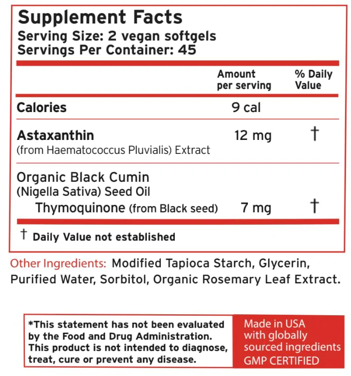 Zatik Naturals - Astaxanthin 12mg with Organic Black Seed | 90 Vegan Softgels - Image 10