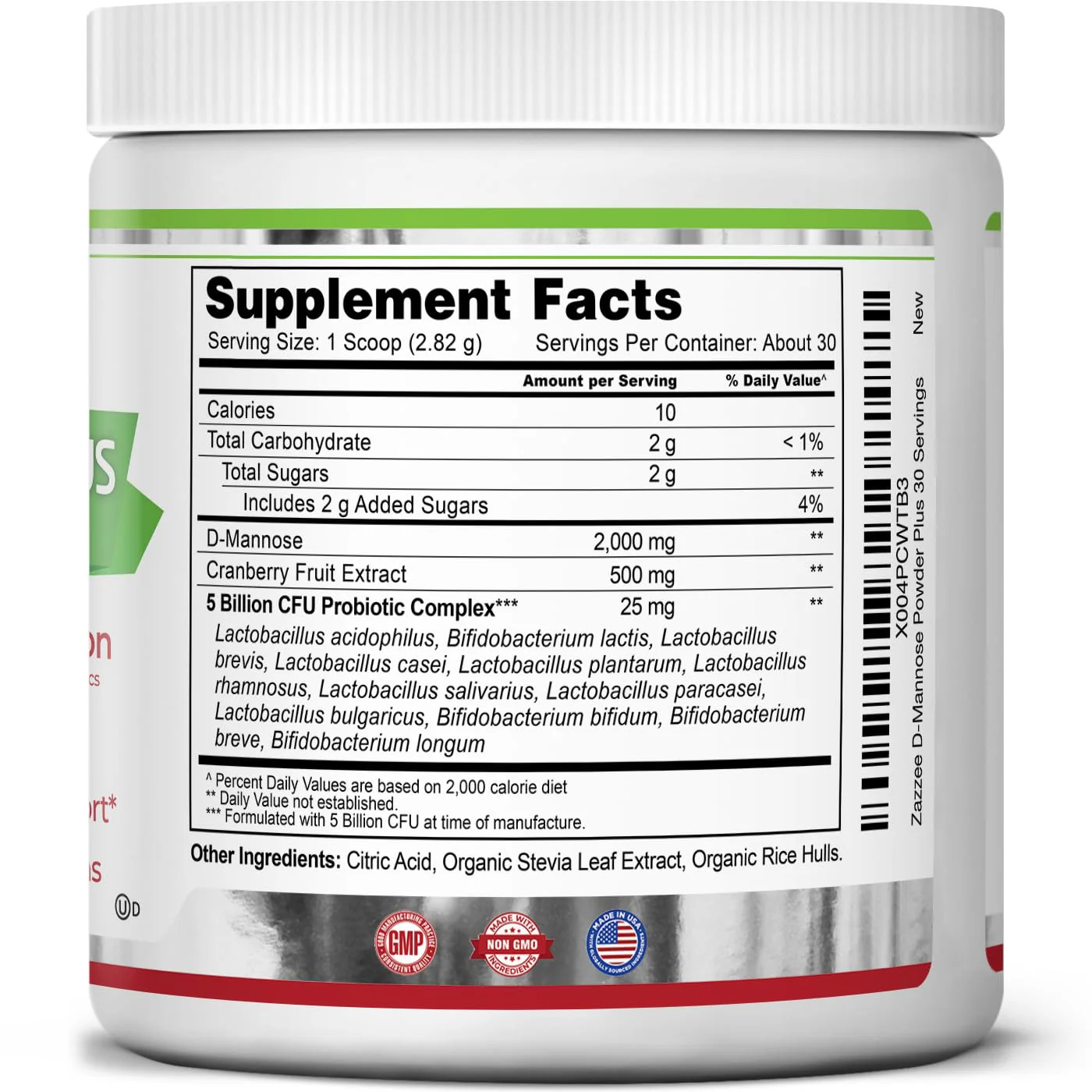 Zazzee D-Mannose Powder Plus – 2000 mg, Probiotics, Cranberry, 30 Servings - Image 6