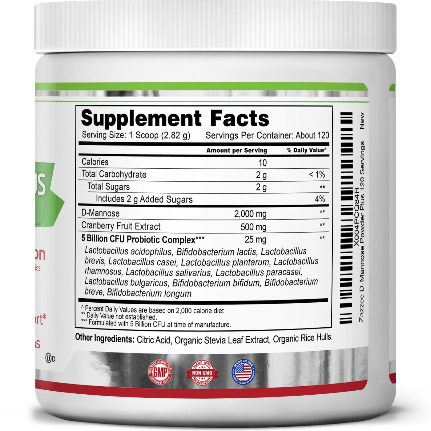 Zazzee D-Mannose Powder Plus with Probiotics & Cranberry Juice Extract | 2000 mg, 120 Servings - Image 15