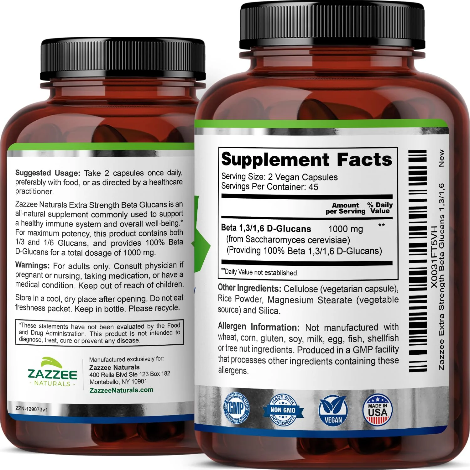Zazzee Extra Strength Beta Glucans 1000 mg | 90 Vegan Capsules | Immune Support - Image 7