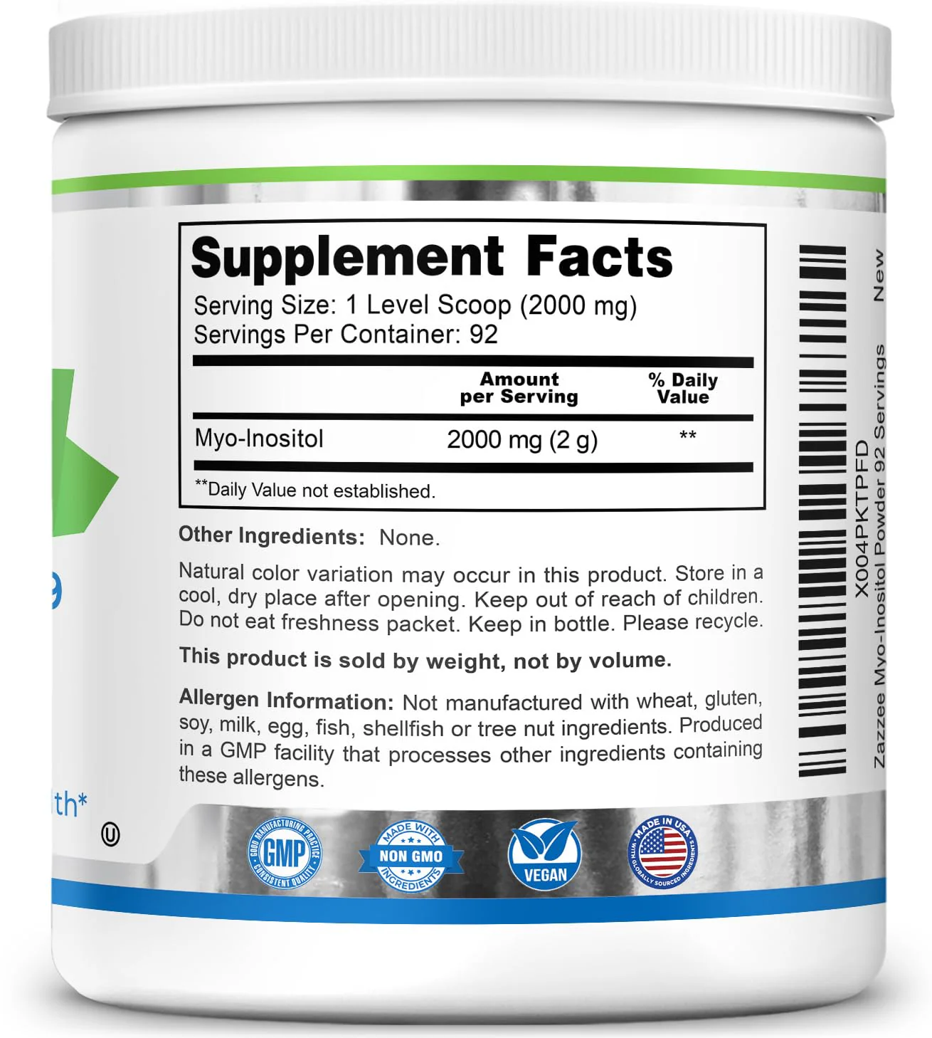 Zazzee Myo-Inositol Powder – 6 Month Supply, 183 Servings, 2000 mg per Serving, Free Scoop, Vegan & Non-GMO - Image 8