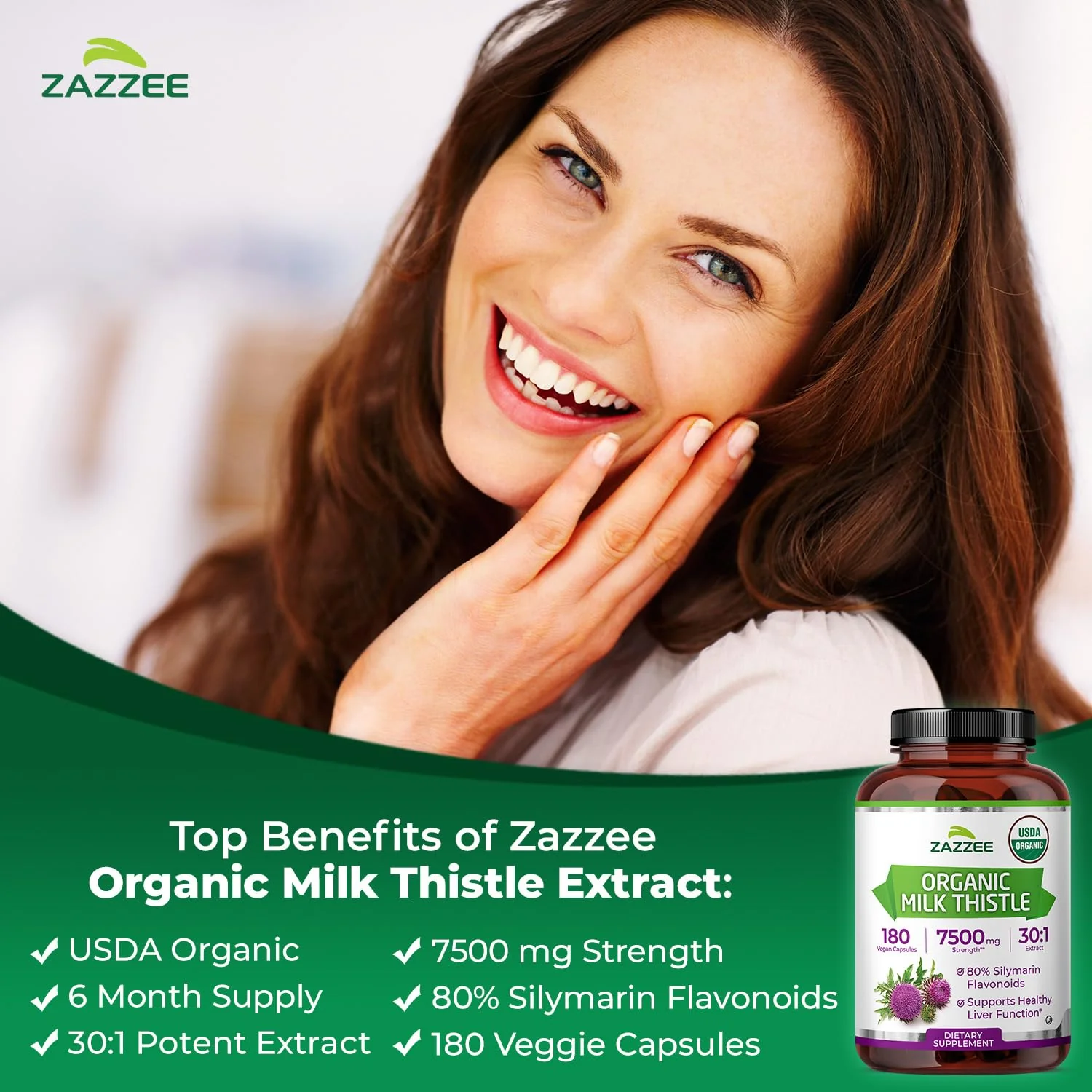 Zazzee USDA Organic Milk Thistle 30:1 Extract – 7500 mg per Capsule, 180 Vegan Capsules, 80% Silymarin, USA Made - Image 13