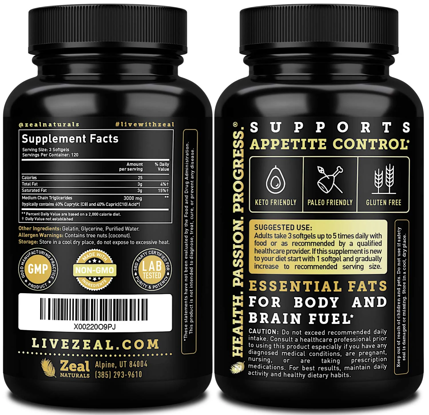 Zeal Naturals Pure MCT Oil Capsules - 3000mg, 360 Softgels | C8/C10 MCT from Coconut | Energy Support & Focus | Gluten-Free - Image 4