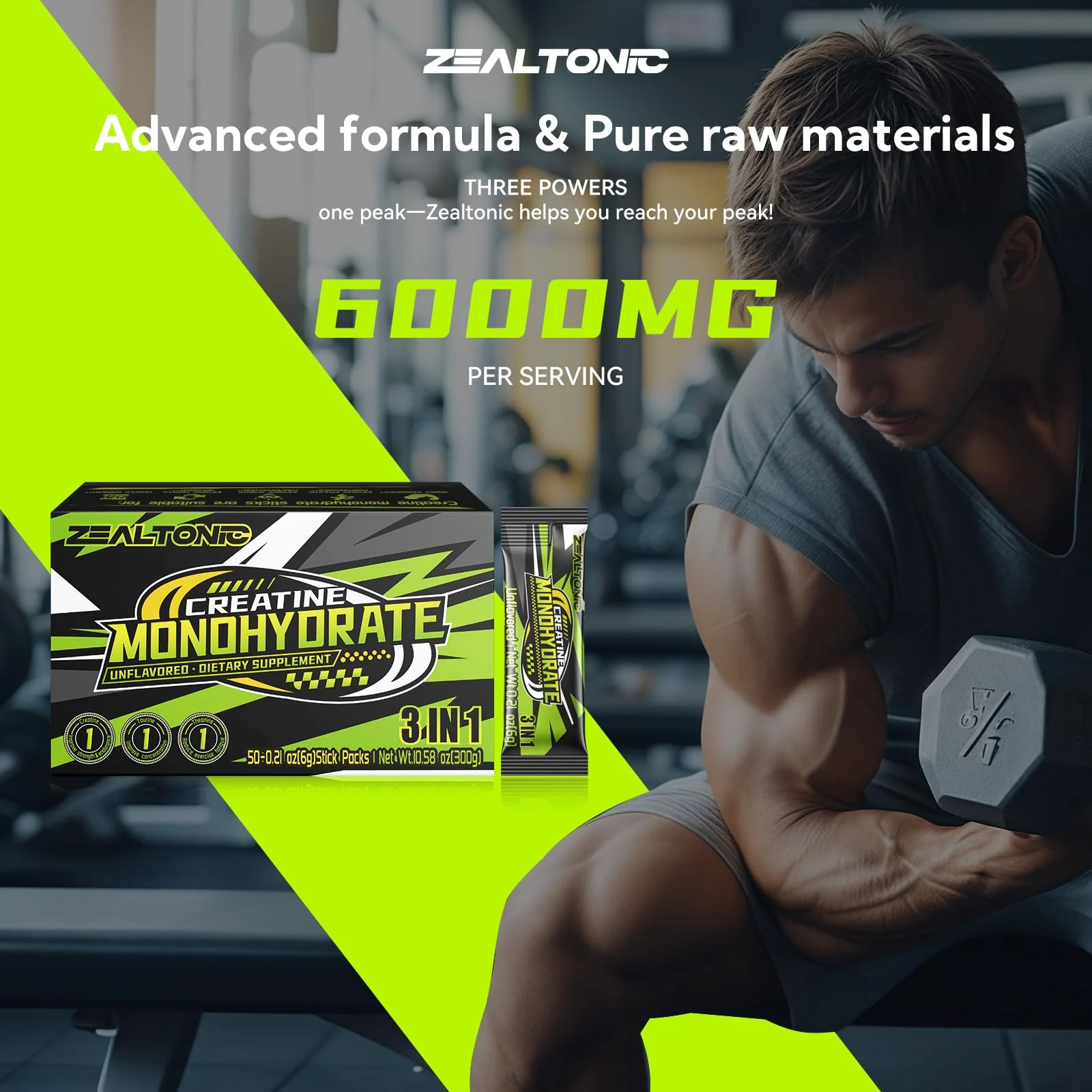 Zealtonic 5000mg Creatine Monohydrate Pack – 100 Servings with Taurine & L-Theanine - Image 7