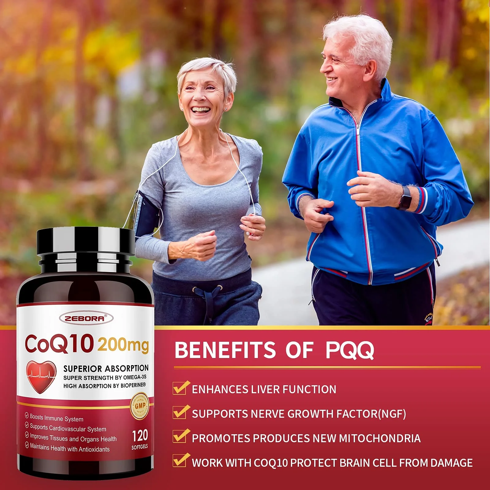 ZEBORA CoQ10-200mg Softgels with PQQ, BioPerine & Omega-3 — Pack of 2 - Image 12