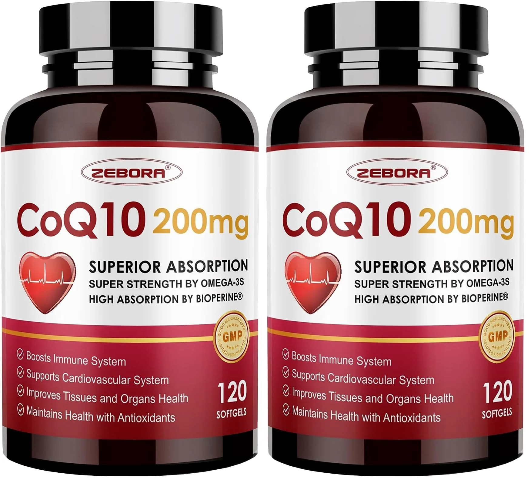 ZEBORA CoQ10-200mg Softgels with PQQ, BioPerine & Omega-3 — Pack of 2 - Image 8