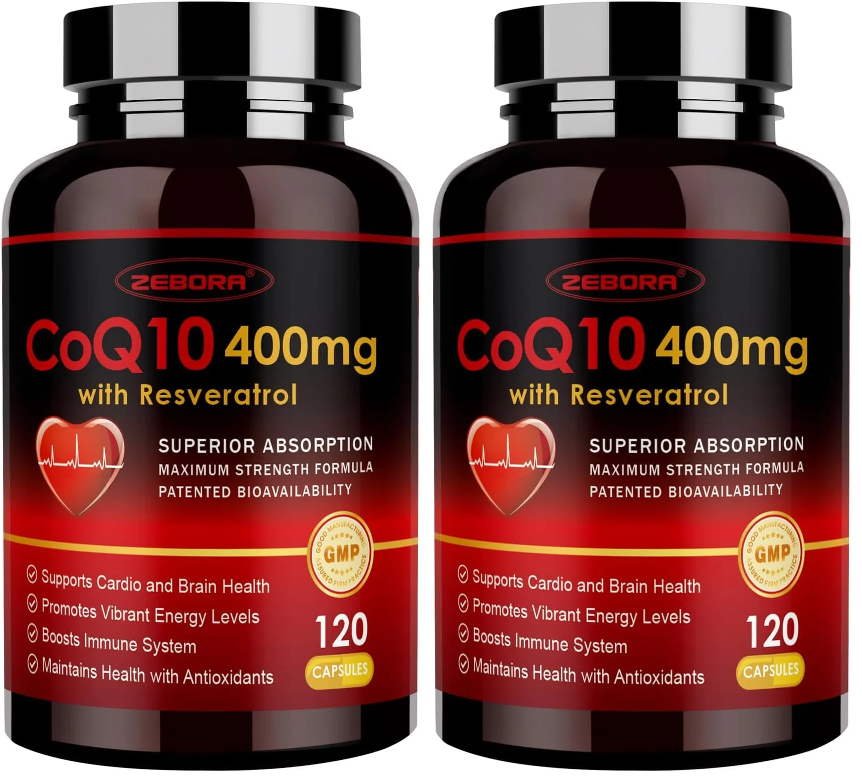 ZEBORA CoQ10-400mg with Trans-Resveratrol, PQQ & Vitamin E — High-Absorption CoQ10 with BioPerine, 2-Pack Veggie Capsules - Image 8