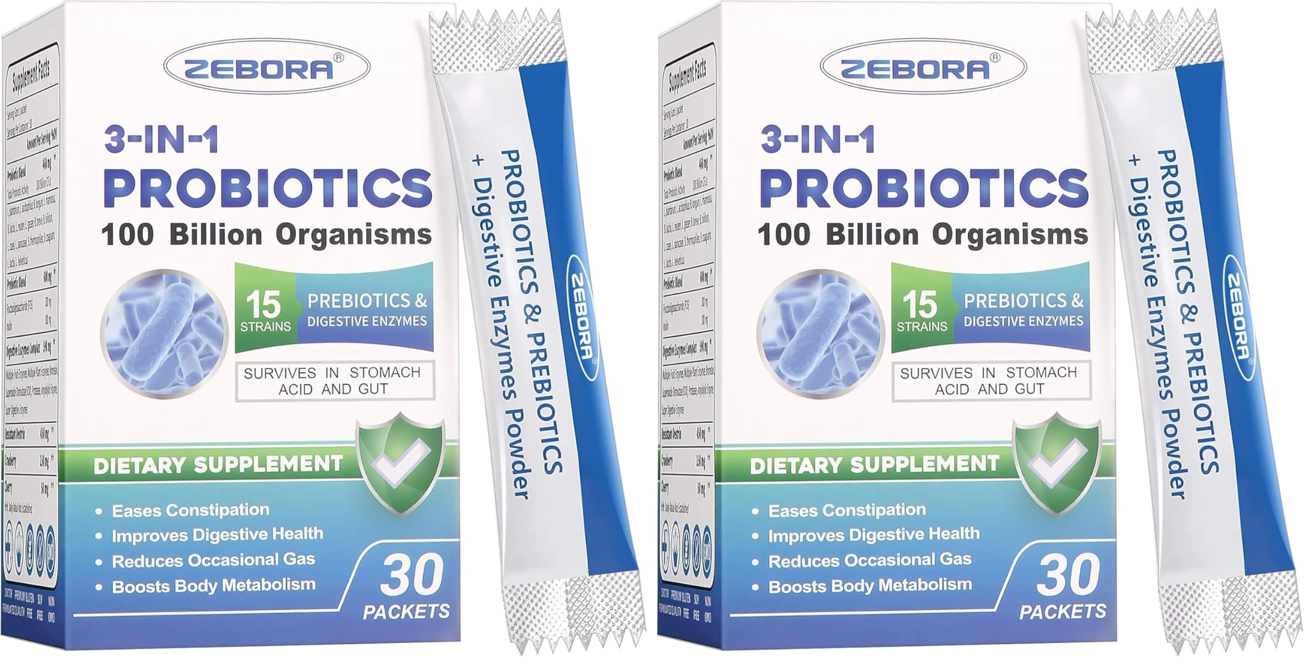 ZEBORA Probiotics for Women & Men – 100B CFU, 15 Strains, Prebiotics & Enzymes (Pack of 2) - Image 7
