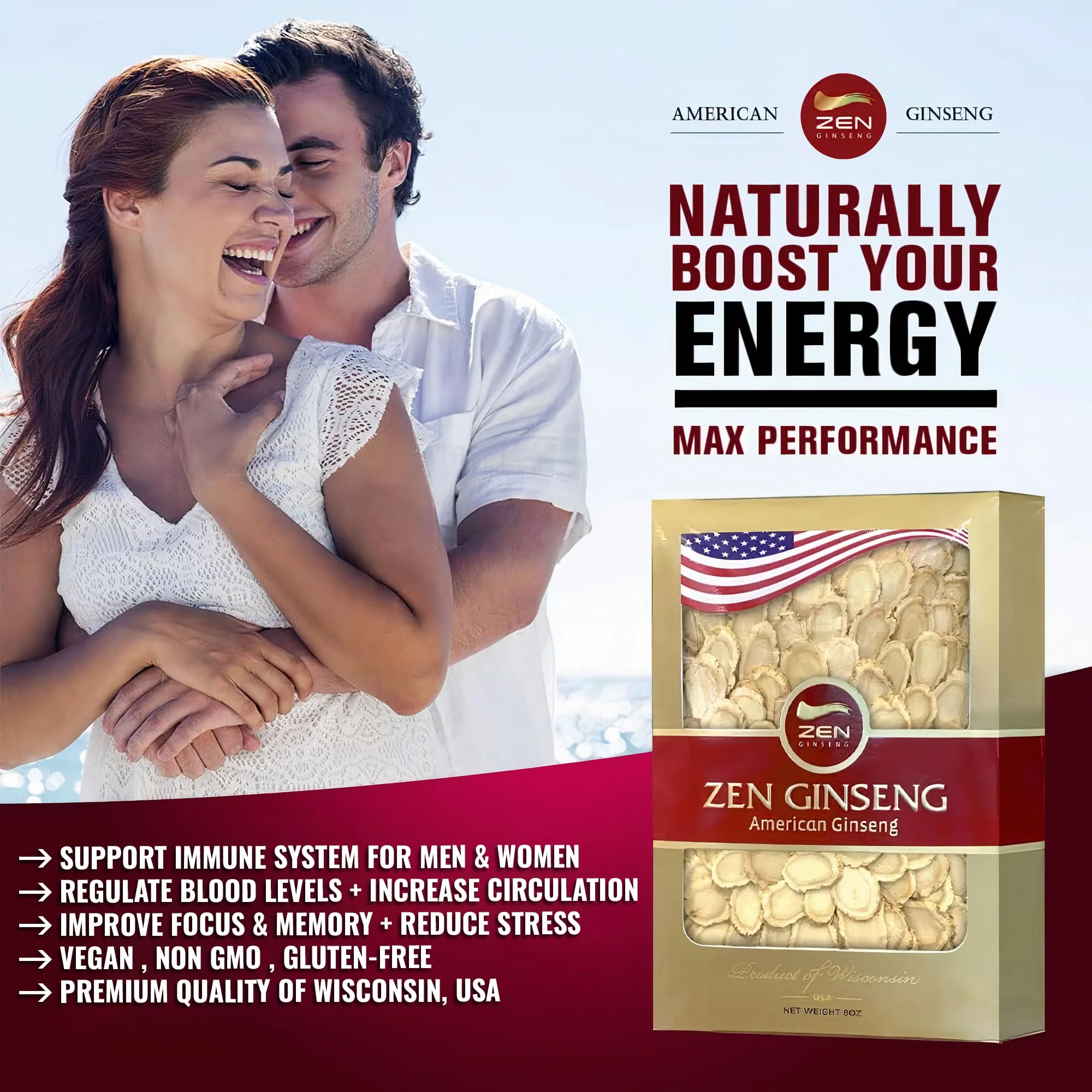 Zen American Wisconsin Ginseng Slices – 8oz Box | Energy, Focus & Mood - Image 3