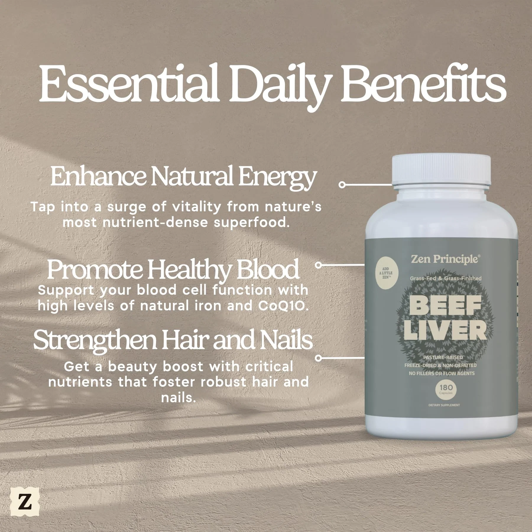 Zen Principle Beef Liver Supplement – Grass-Fed, Pasture-Raised, Desiccated Liver Capsules | No Hormones or GMO | 360 Capsules (2-Pack) - Image 2