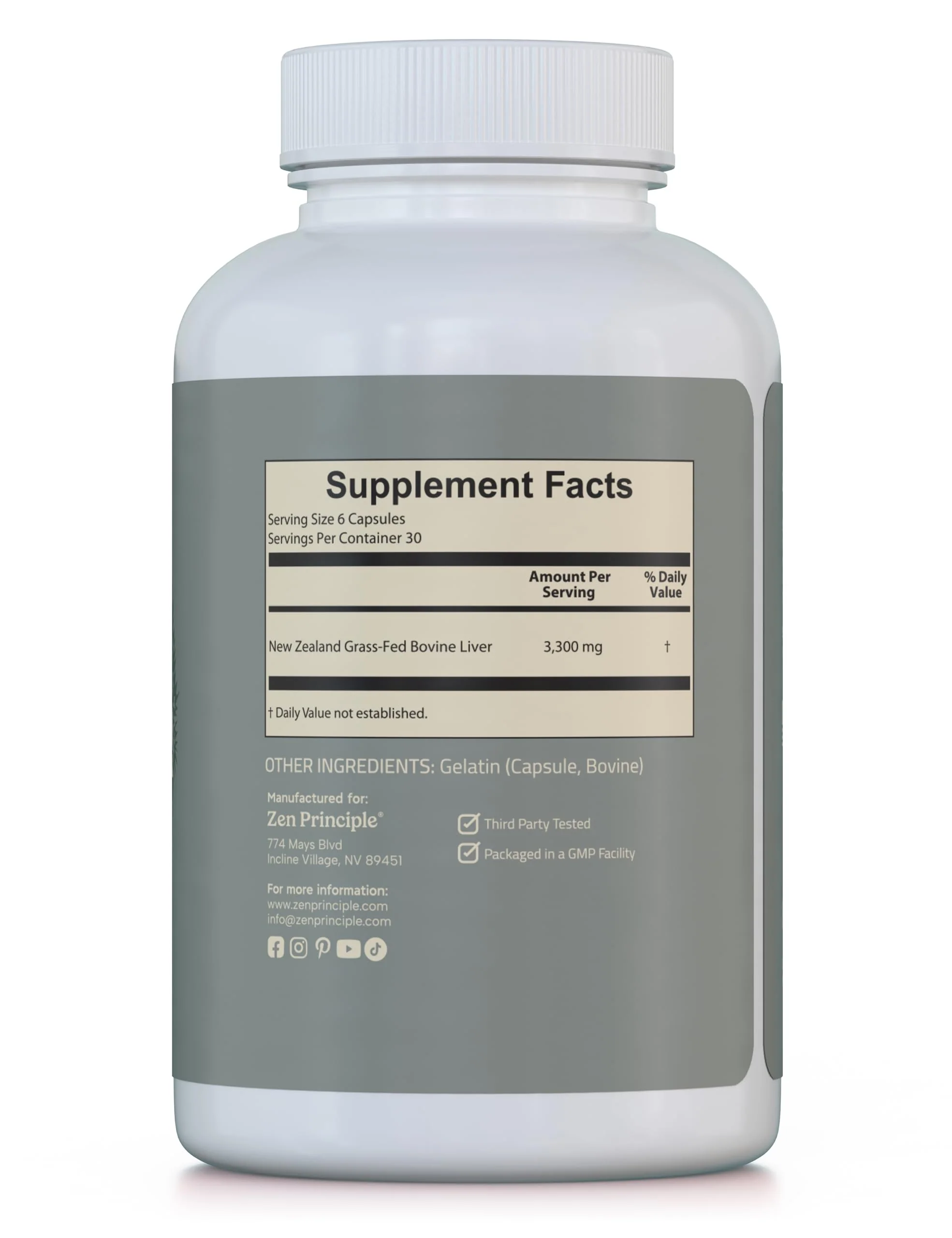 Zen Principle Beef Liver Supplement – Grass-Fed, Pasture-Raised, Desiccated Liver Capsules | No Hormones or GMO | 360 Capsules (2-Pack) - Image 4